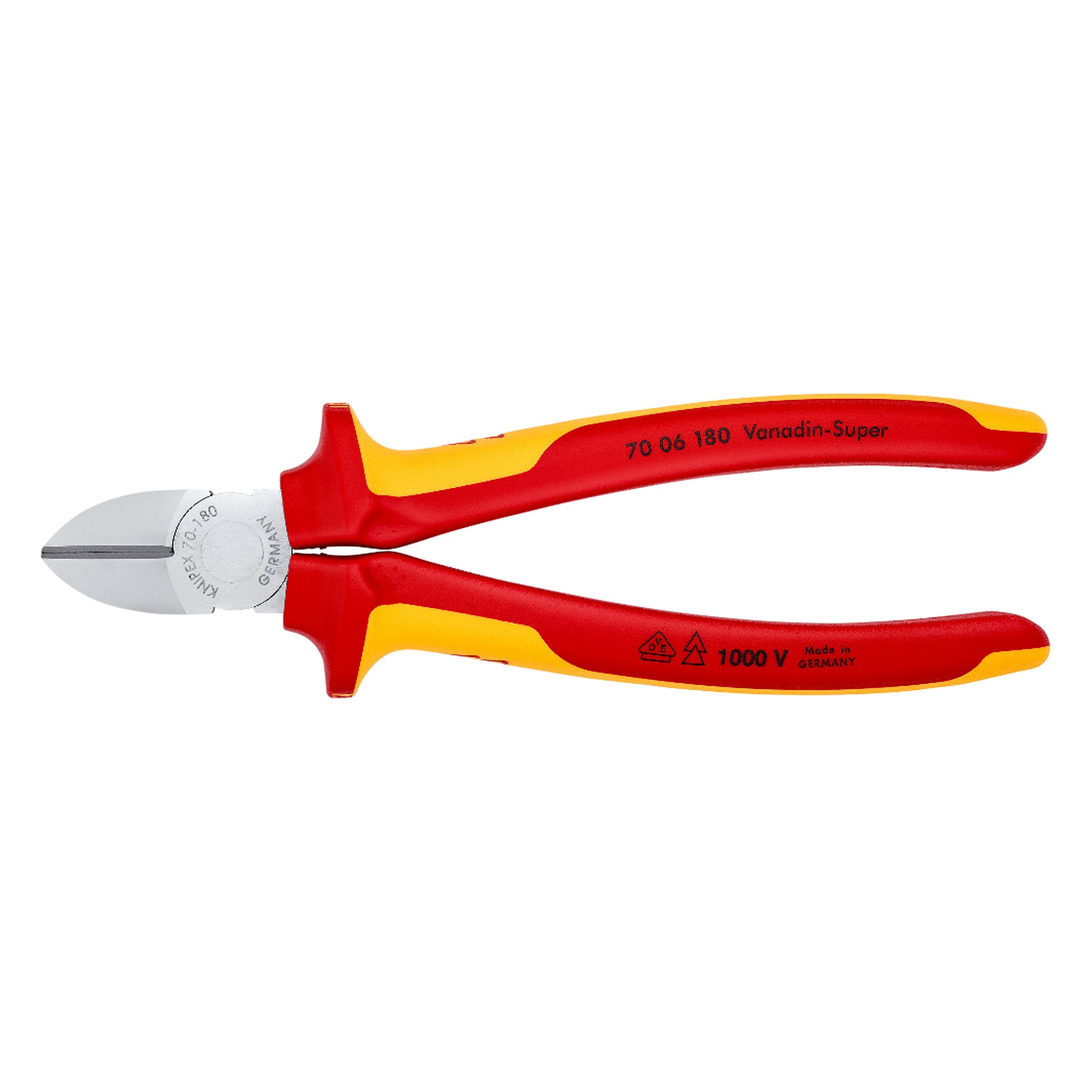 Pince coupante de côté isolée VDE pour fil dur jusqu'à 2,5 mm, 180 mm