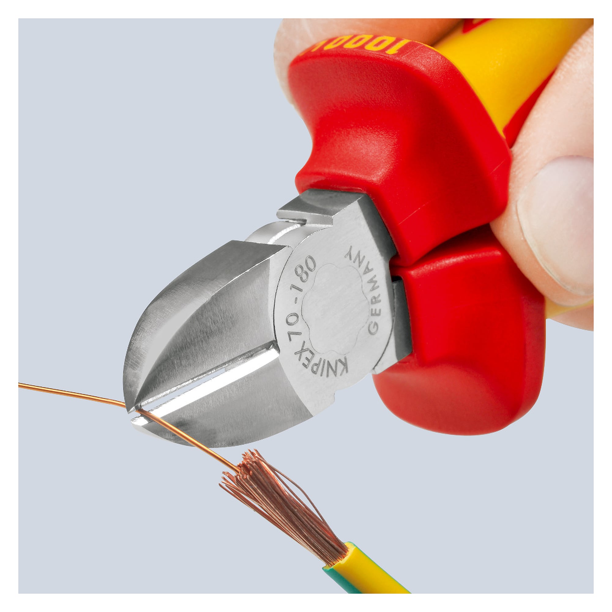 Seitenschneider VDE isoliert mit Befestigungsöse für harten Draht bis 2,5 mm, 180 mm