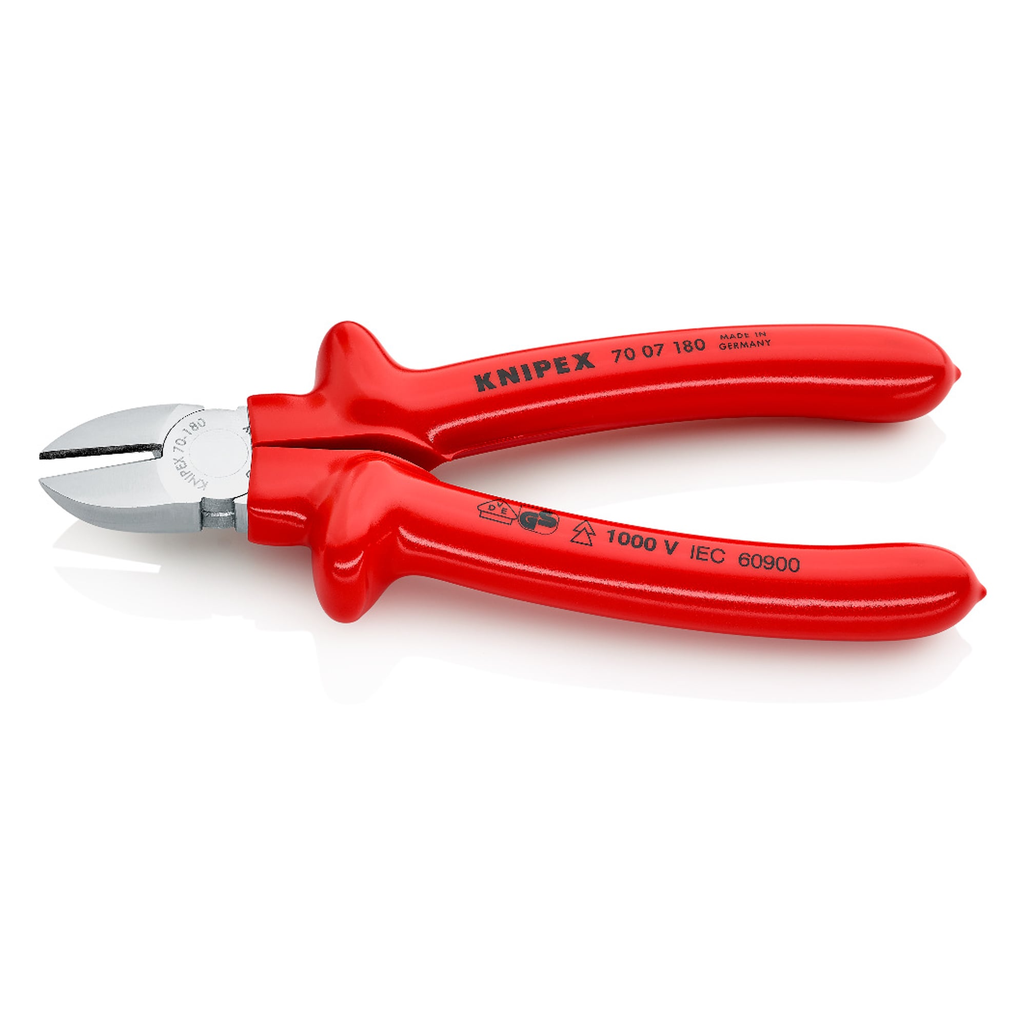VDE diagonal cutter, dip-insulated, hard wire up to Ø 2.5 mm, slim head, 180 mm