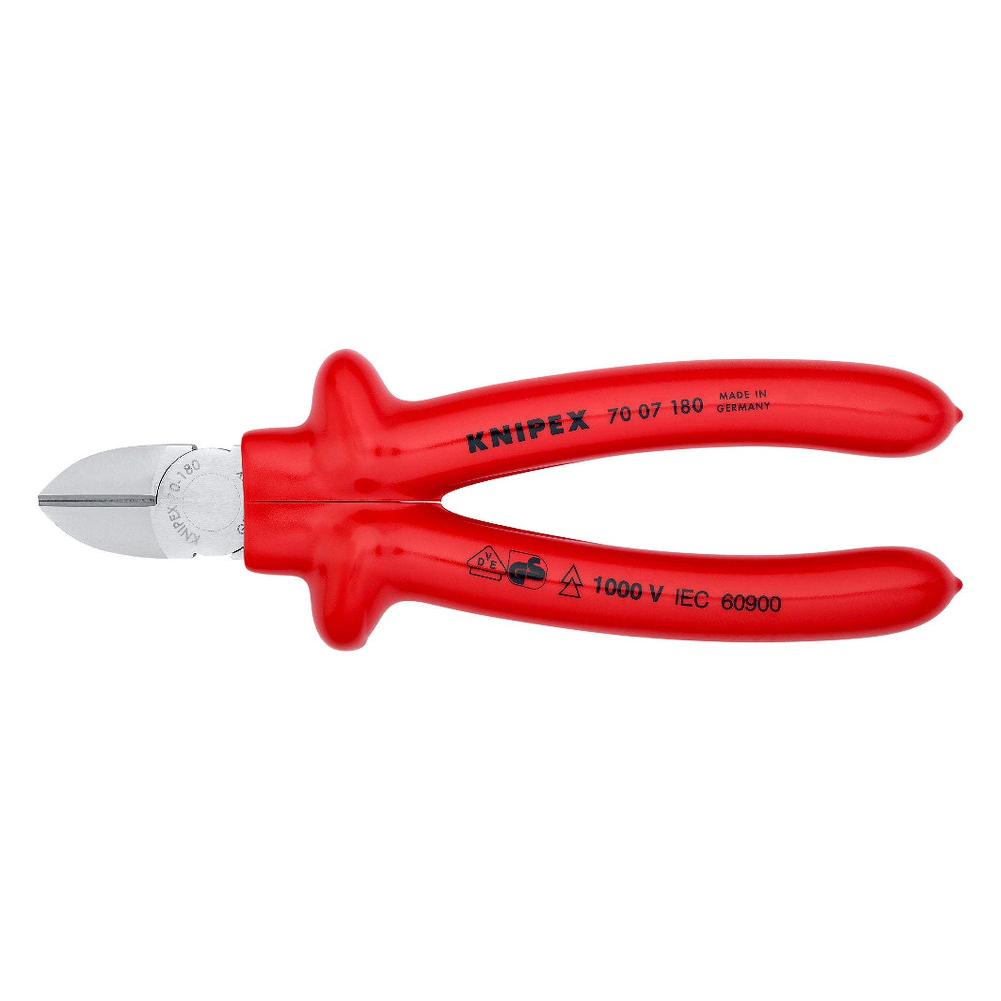 VDE diagonal cutter, dip-insulated, hard wire up to Ø 2.5 mm, slim head, 180 mm