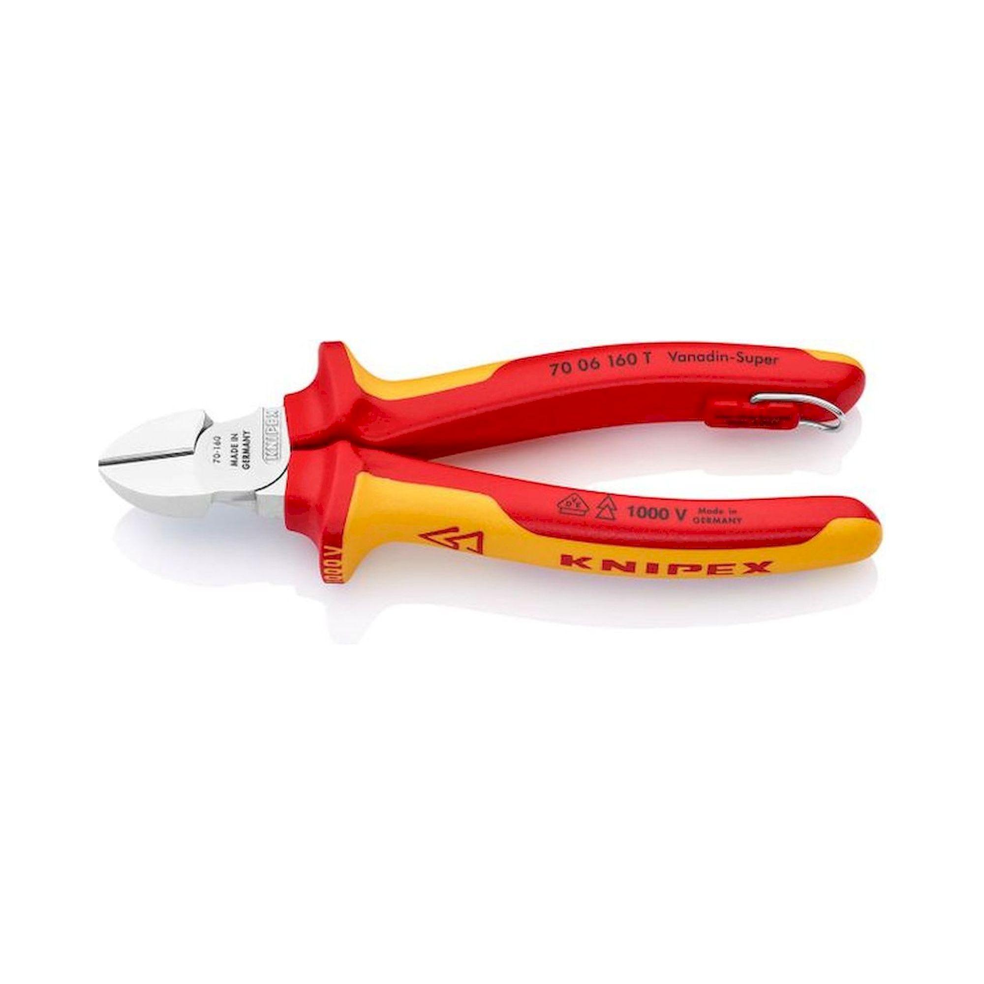 Knipex 70 06 160 T. Seitenschneider, verchromt, isoliert, Befestigungsöse, 160 mm