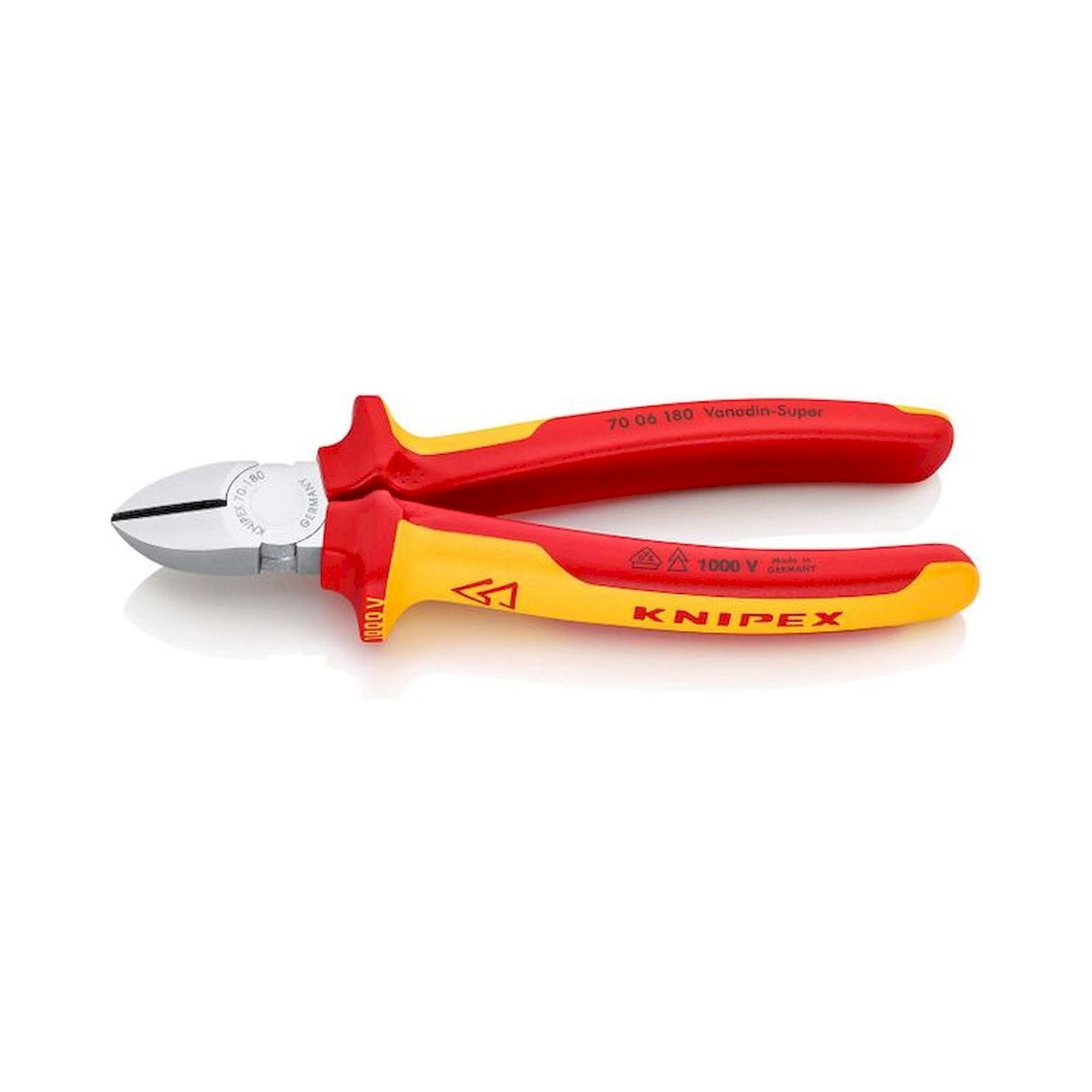 Knipex 70 06 180. Side cutter, chrome-plated, insulated 180 mm