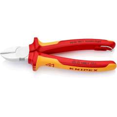 Knipex 70 06 180 T. Side cutters, chrome-plated, insulated, fixing eye, 180 mm