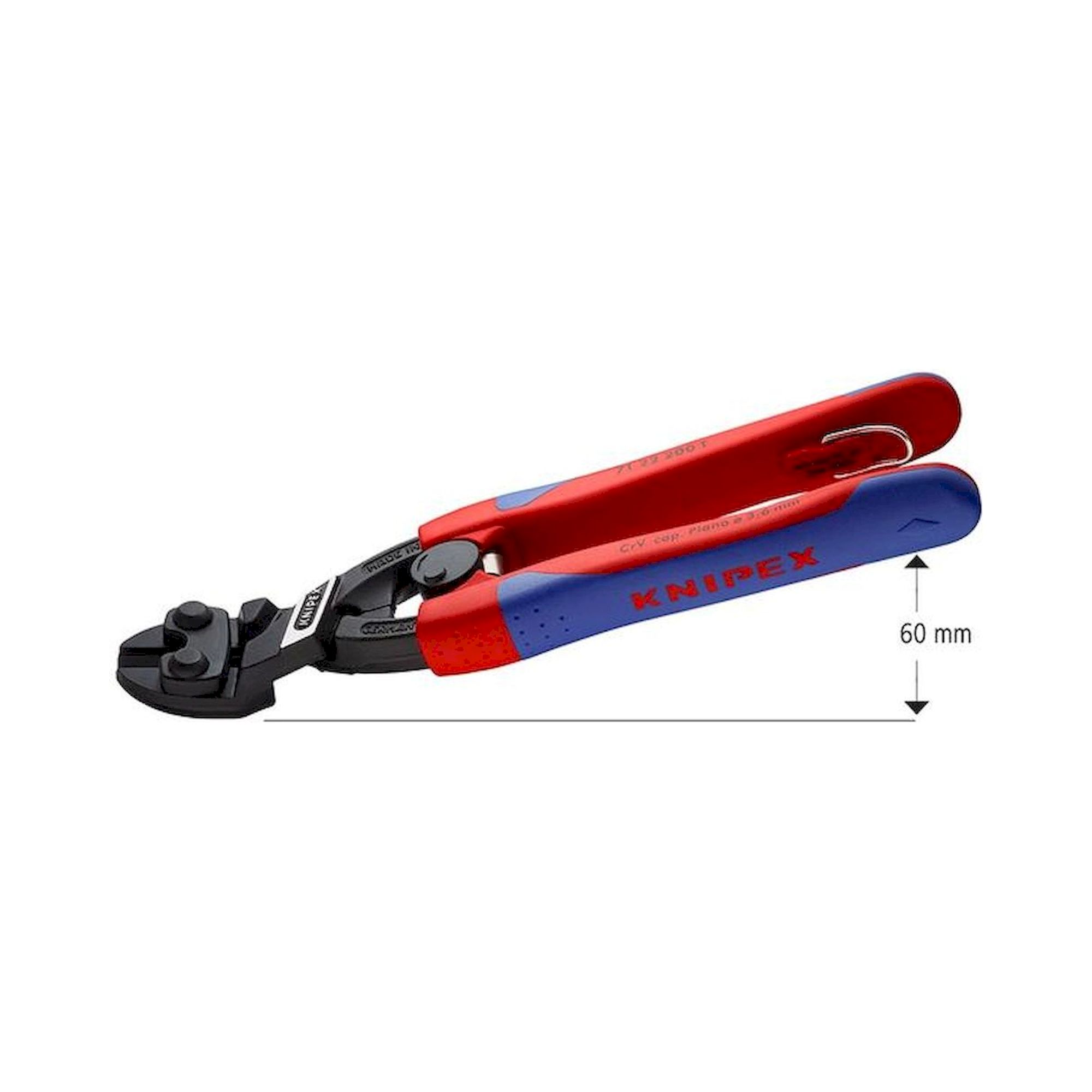 Knipex 71 22 200 T. CoBolt compact bolt cutter, black atramentized, fastening eyelet, 200 mm