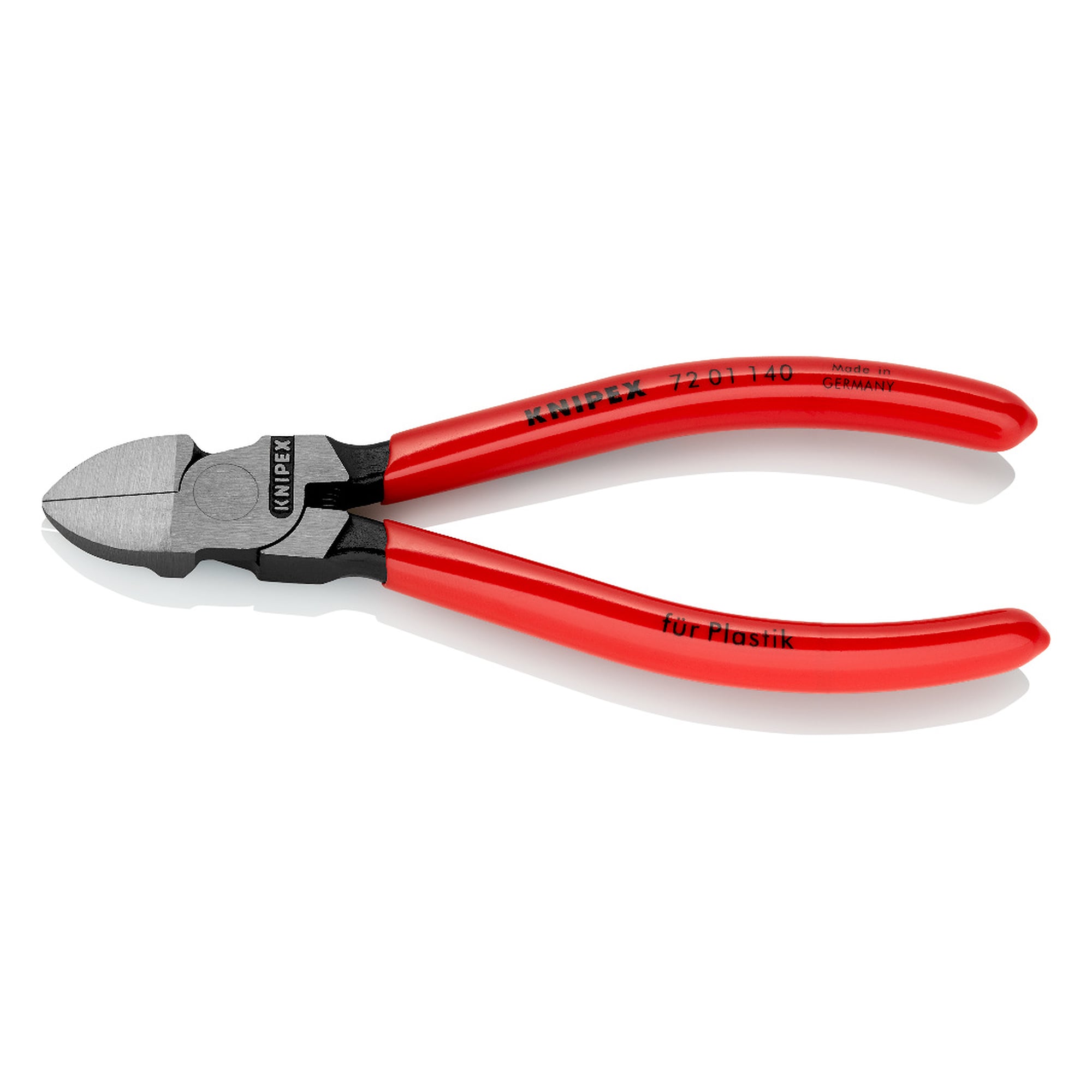 Pince coupante de côté pour plastique, tranchants rectifiés à ras, ressort d'ouverture, 140 mm