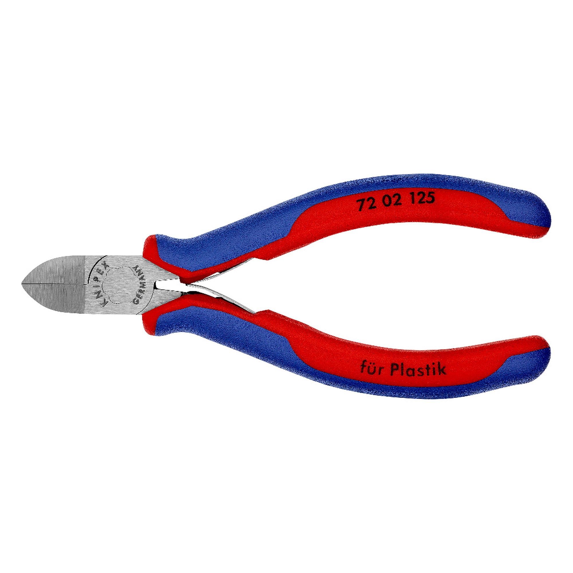 Seitenschneider für Kunststoff mit Mehrkomponenten-Hüllen und Öffnungsfeder, 125 mm