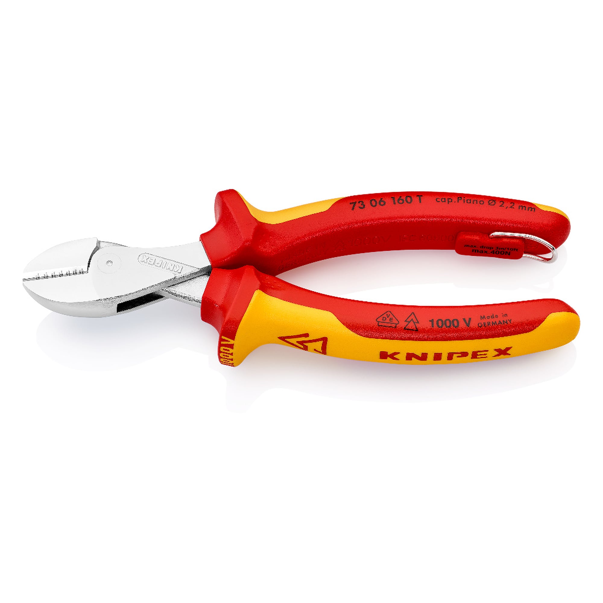 Pince coupante de côté compacte X-Cut® isolée selon IEC 60900 avec œillet de fixation, 160 mm