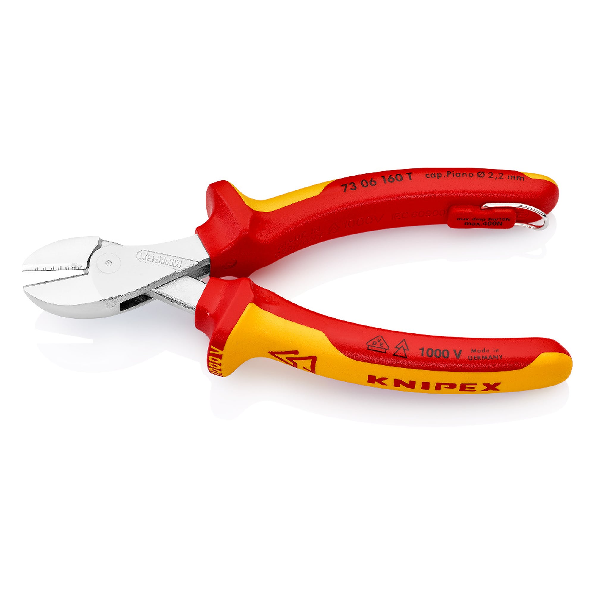 Pince coupante de côté compacte X-Cut® isolée selon IEC 60900 avec œillet de fixation, 160 mm