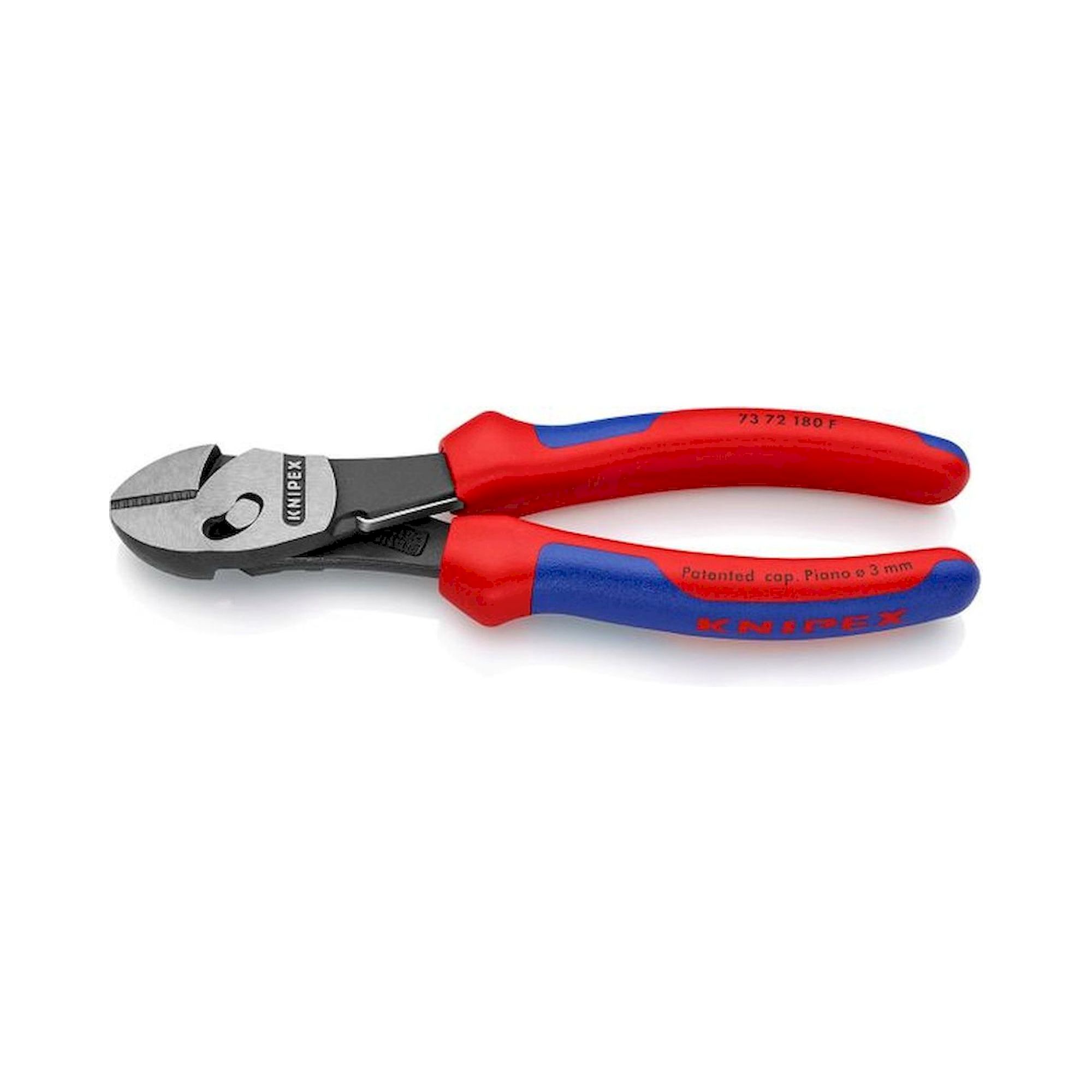 Knipex 73 72 180 F. TwinForce® Hochleistungs-Seitenschneider mit Öffnungsfeder, schwarz atramentiert, 180 mm
