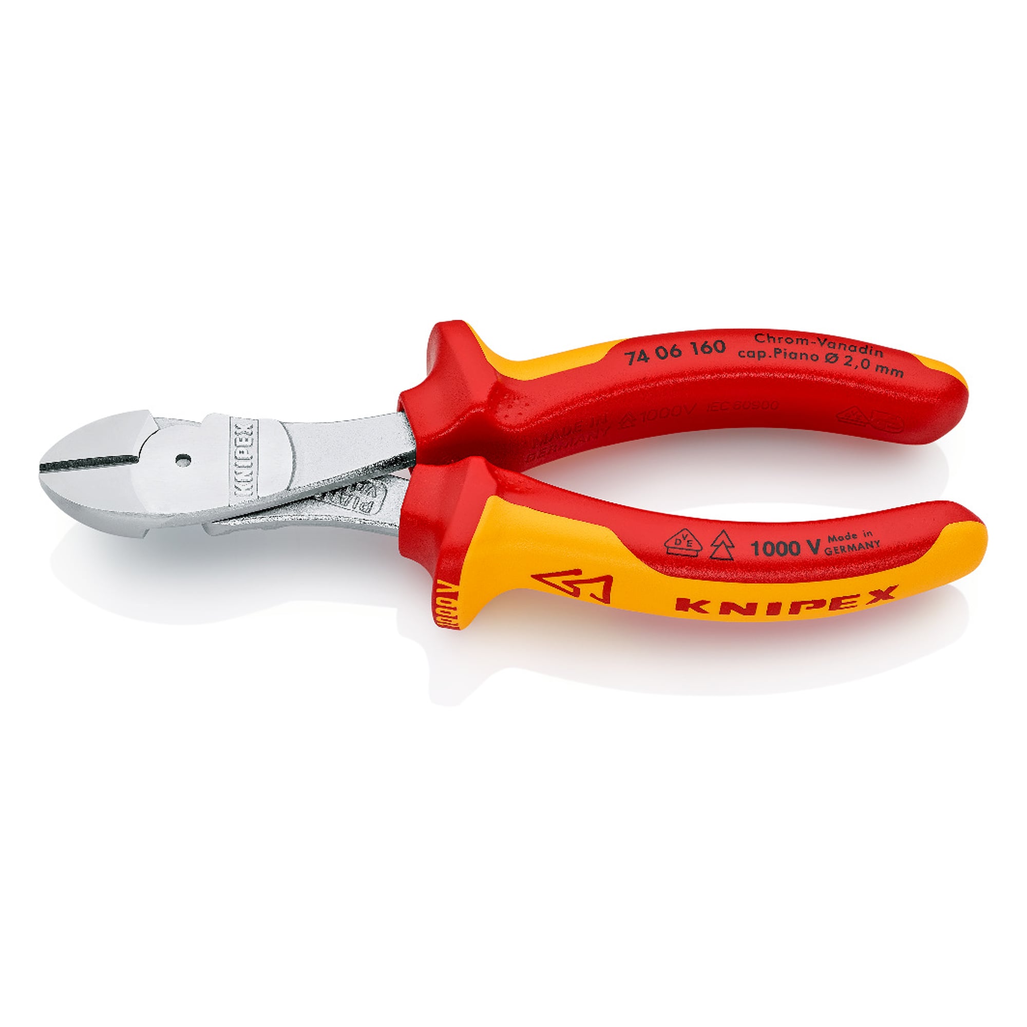 Pince coupante de côté isolée VDE 1000 V, fil dur Ø 2,5 mm, 160 mm