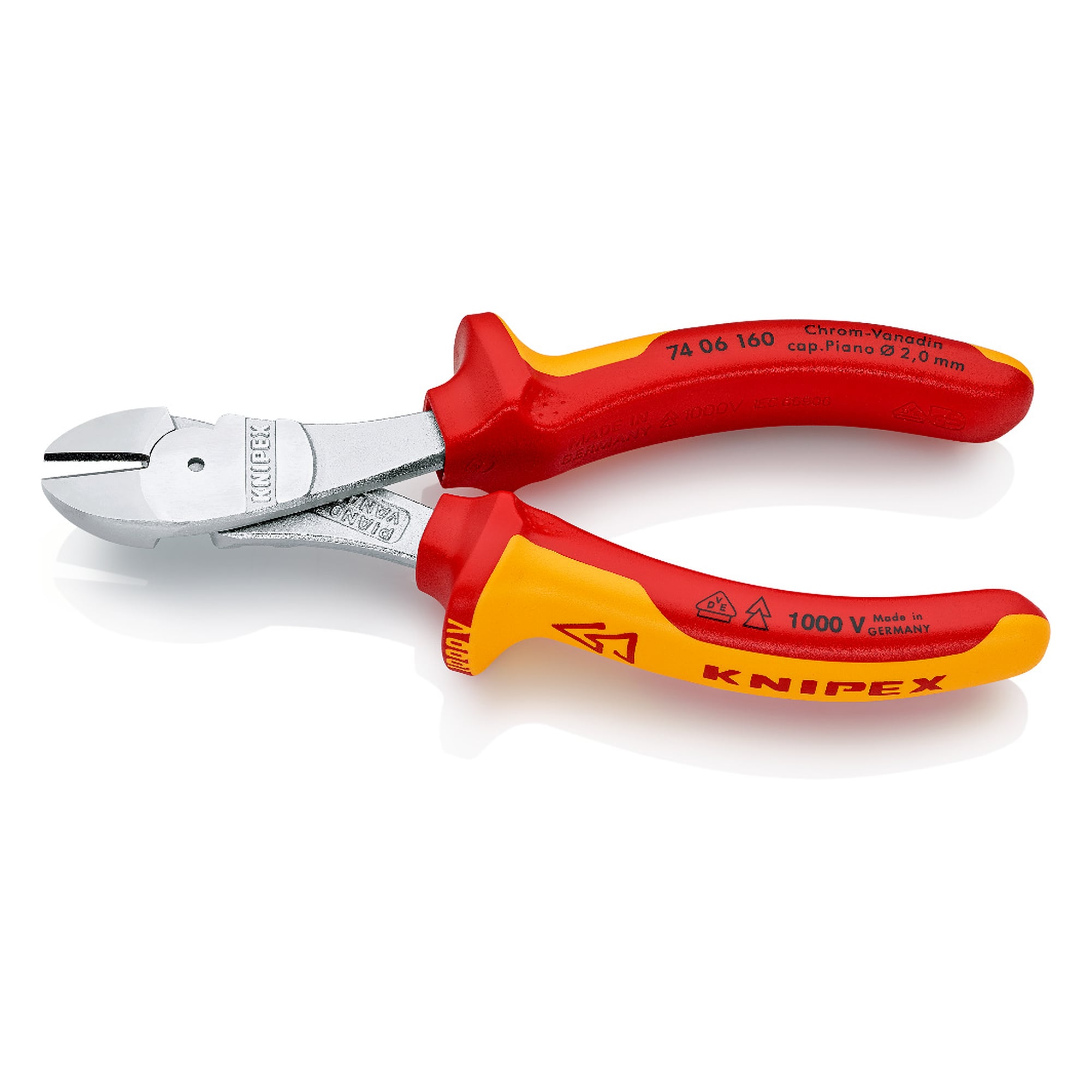 Pince coupante de côté isolée VDE 1000 V, fil dur Ø 2,5 mm, 160 mm