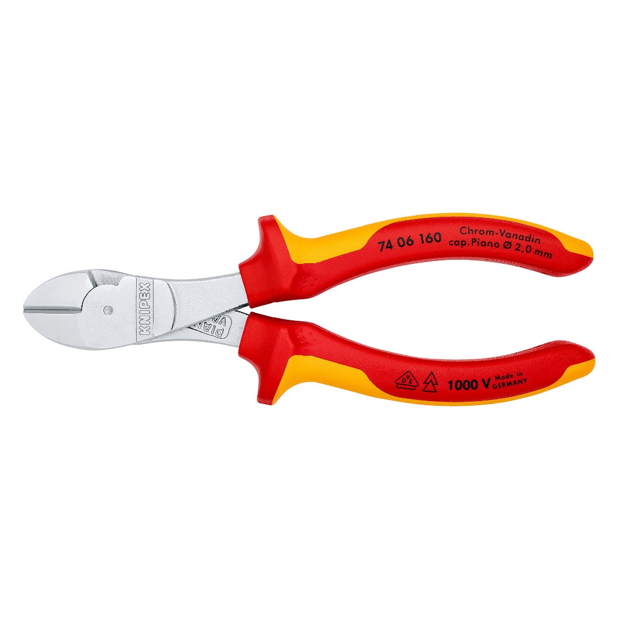 Pince coupante de côté isolée VDE 1000 V, fil dur Ø 2,5 mm, 160 mm