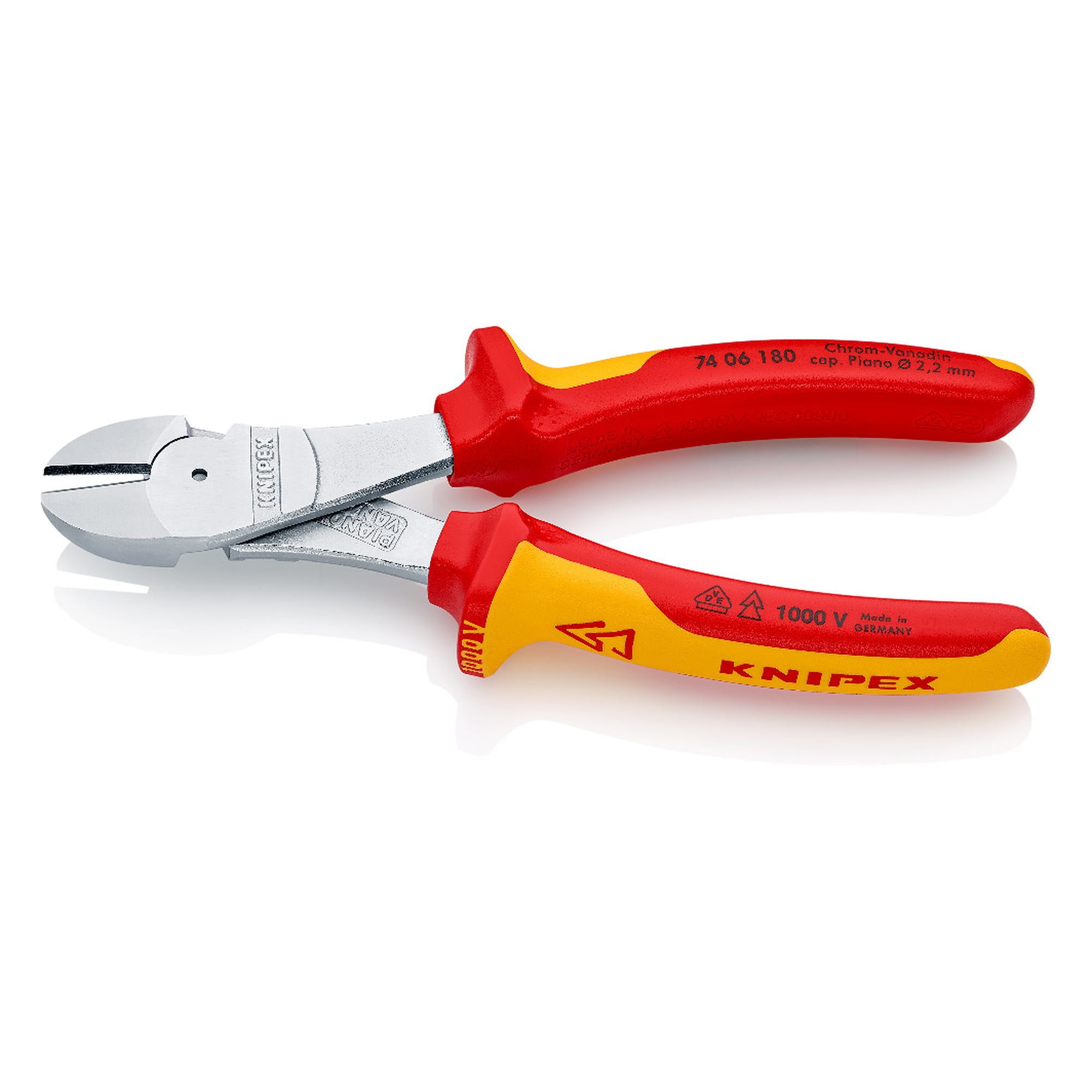 Pince coupante de côté isolée VDE 1000 V, fil dur Ø 2,7 mm, 180 mm