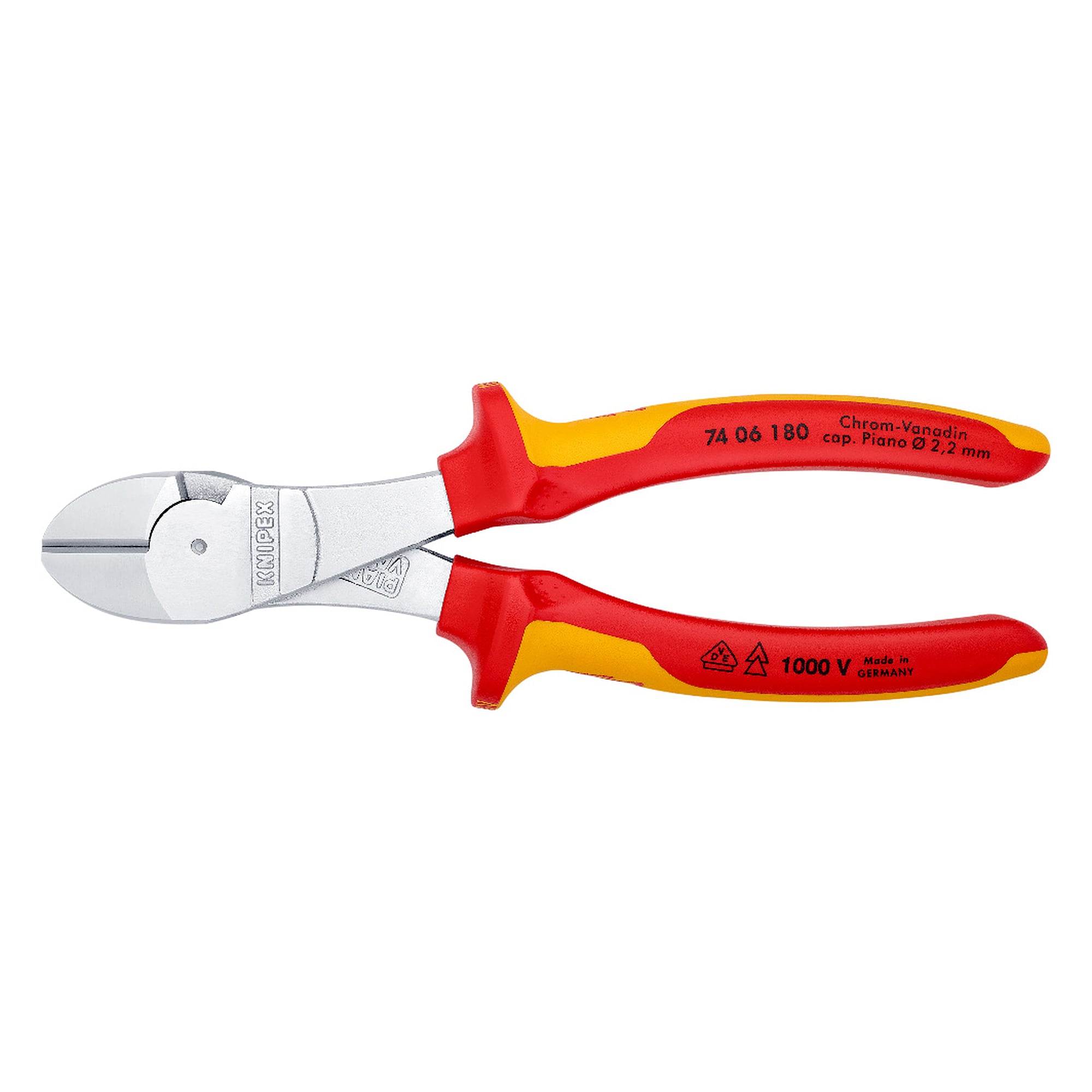 Pince coupante de côté isolée VDE 1000 V, fil dur Ø 2,7 mm, 180 mm