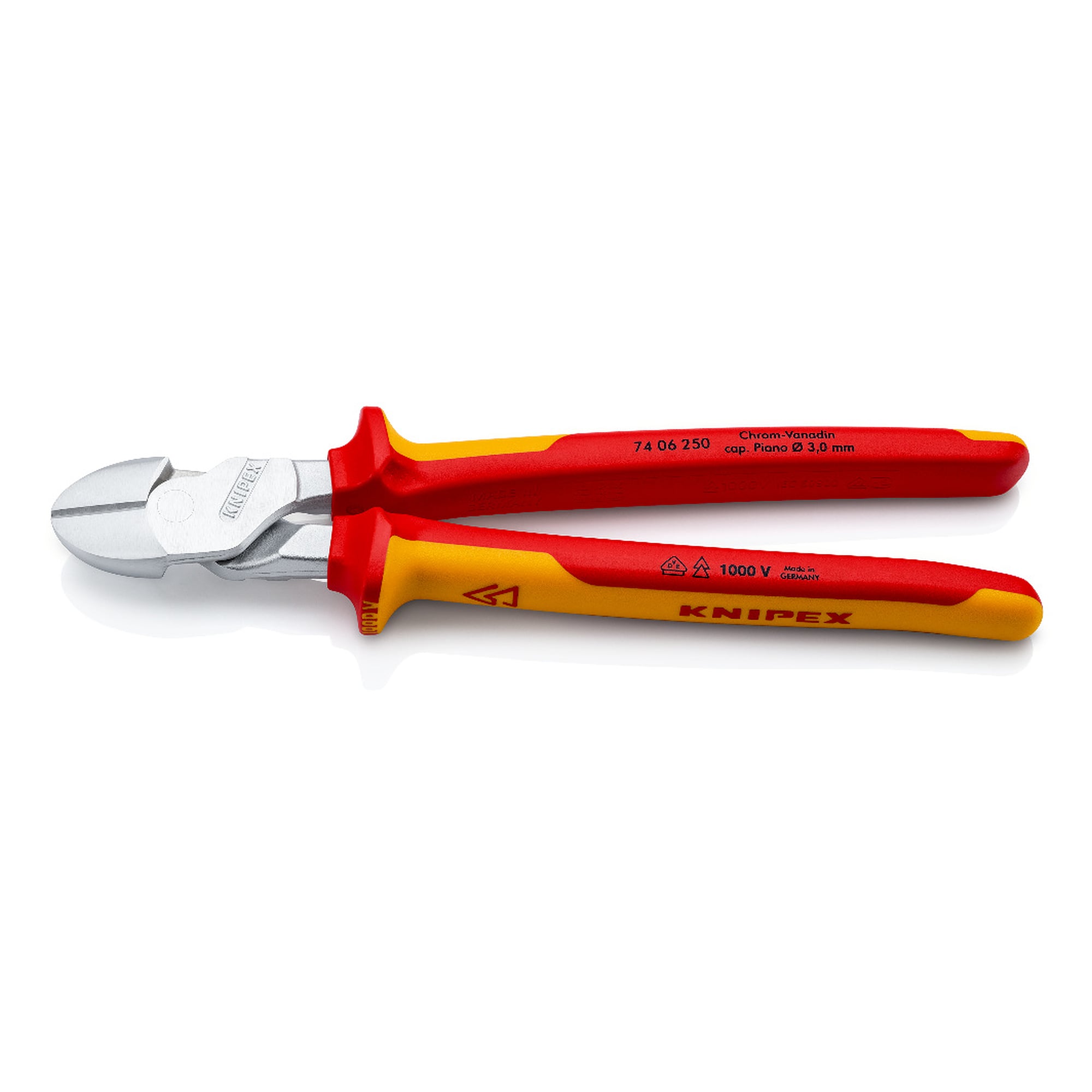 Pince coupante de côté à forte démultiplication, isolée VDE 1000 V, chromée, 250 mm
