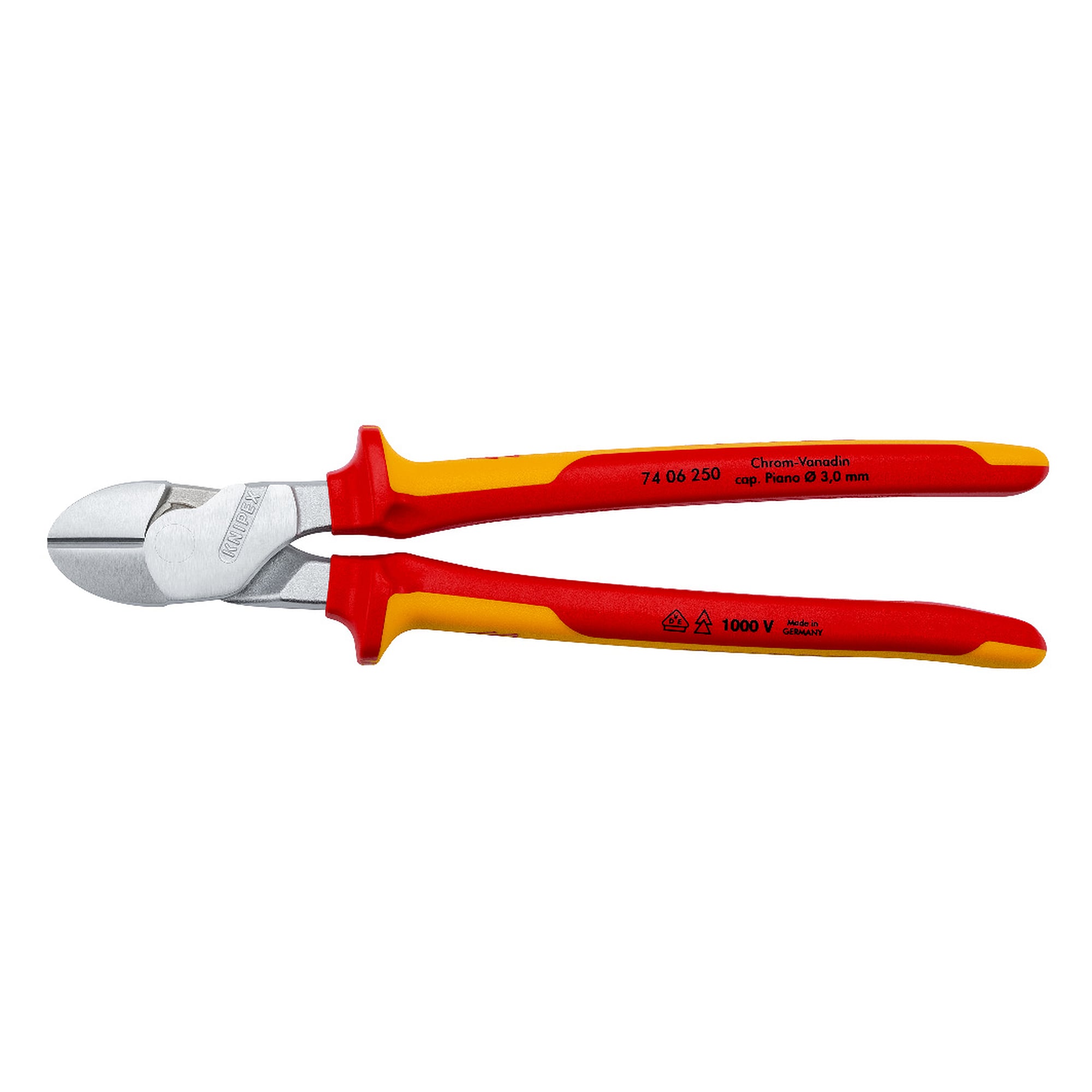 Pince coupante de côté à forte démultiplication, isolée VDE 1000 V, chromée, 250 mm