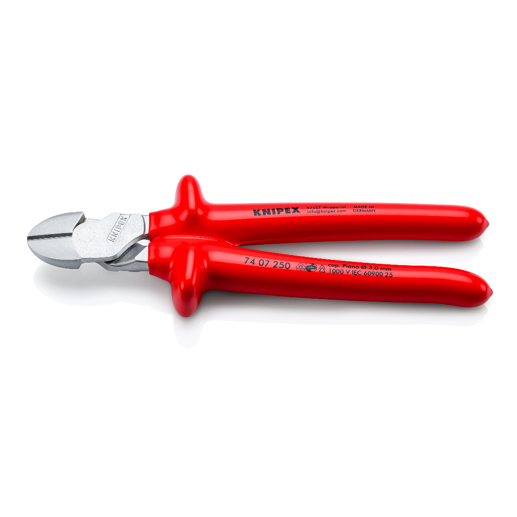 High leverage diagonal cutter VDE 1000 V, dip-insulated, hard wire up to 3.5 mm, 250 mm