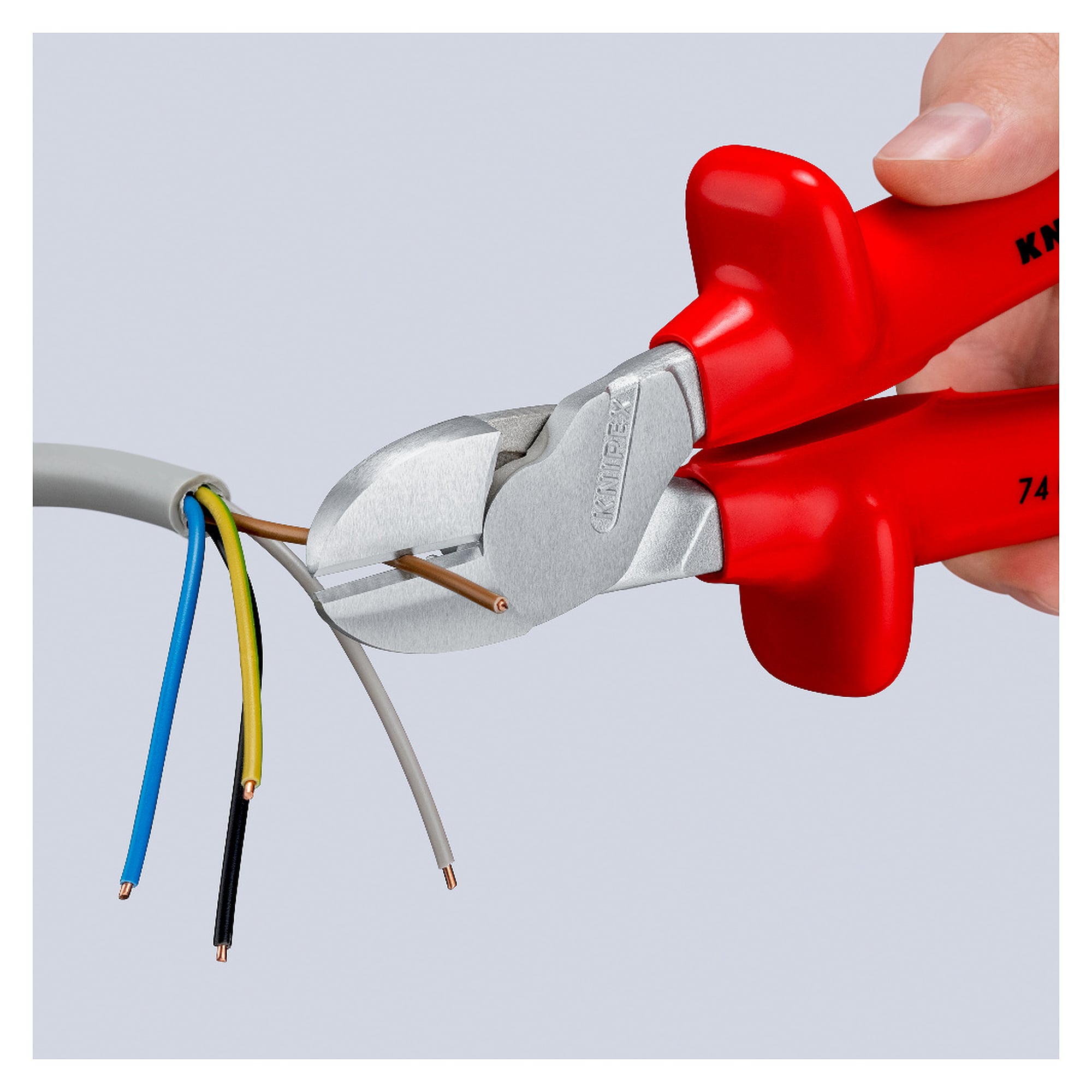 High leverage diagonal cutter VDE 1000 V, dip-insulated, hard wire up to 3.5 mm, 250 mm