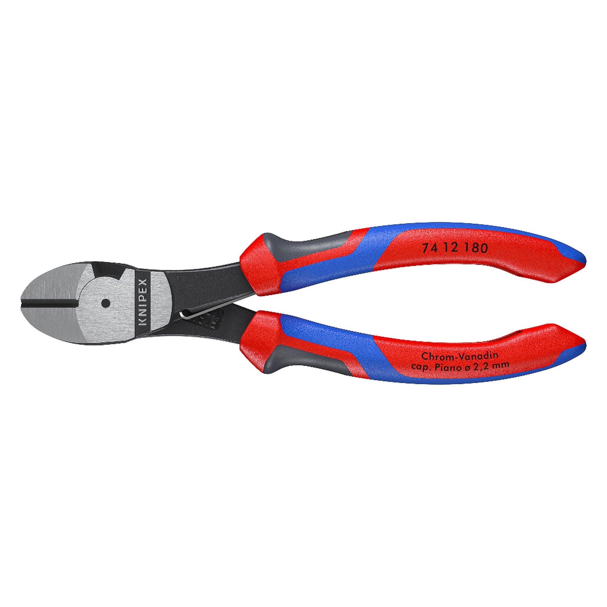 High leverage diagonal cutter with comfort handles and KNIPEXtend interfaces, 180 mm