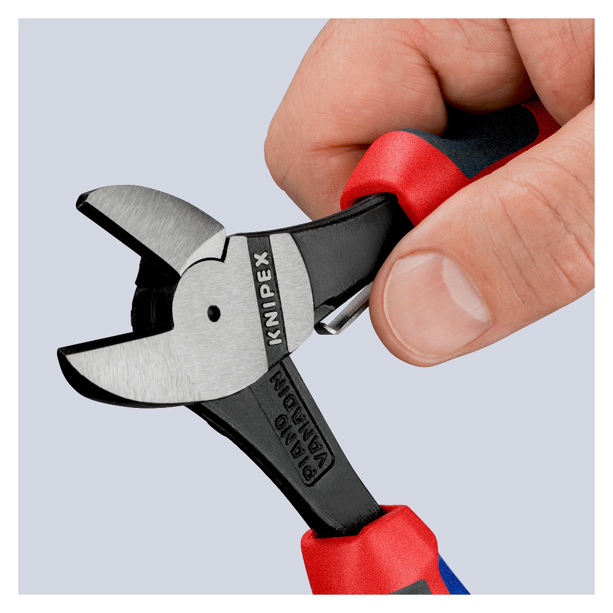 High leverage diagonal cutter with comfort handles and KNIPEXtend interfaces, 180 mm