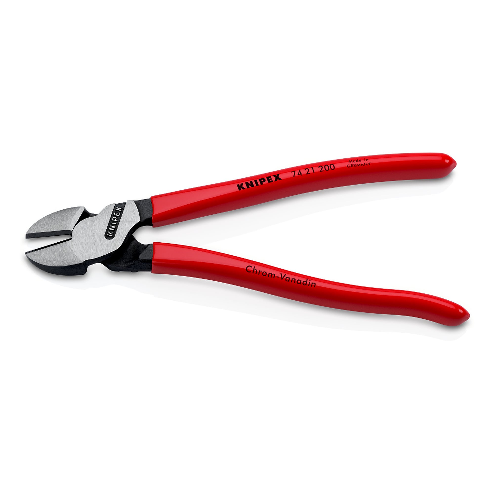 High leverage diagonal cutter, plastic coated handles, approx. 20% less effort, 200 mm