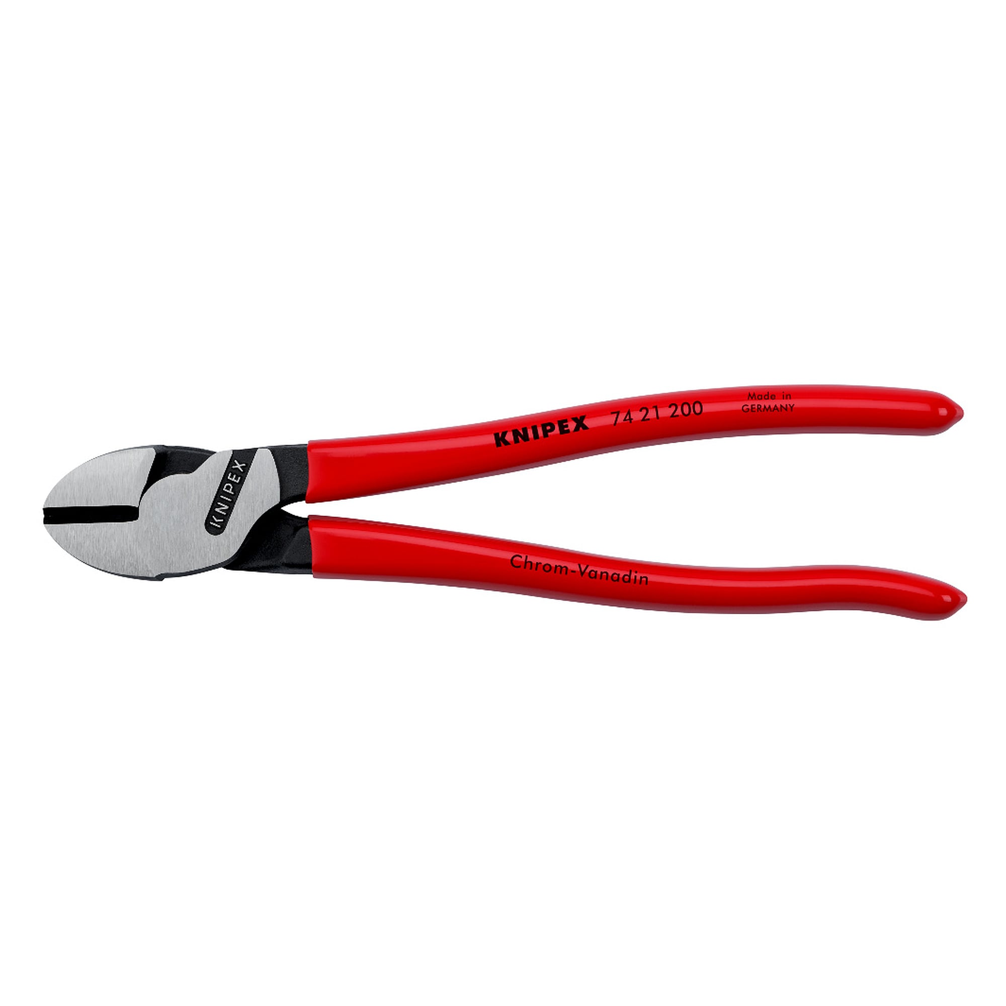 High leverage diagonal cutter, plastic coated handles, approx. 20% less effort, 200 mm