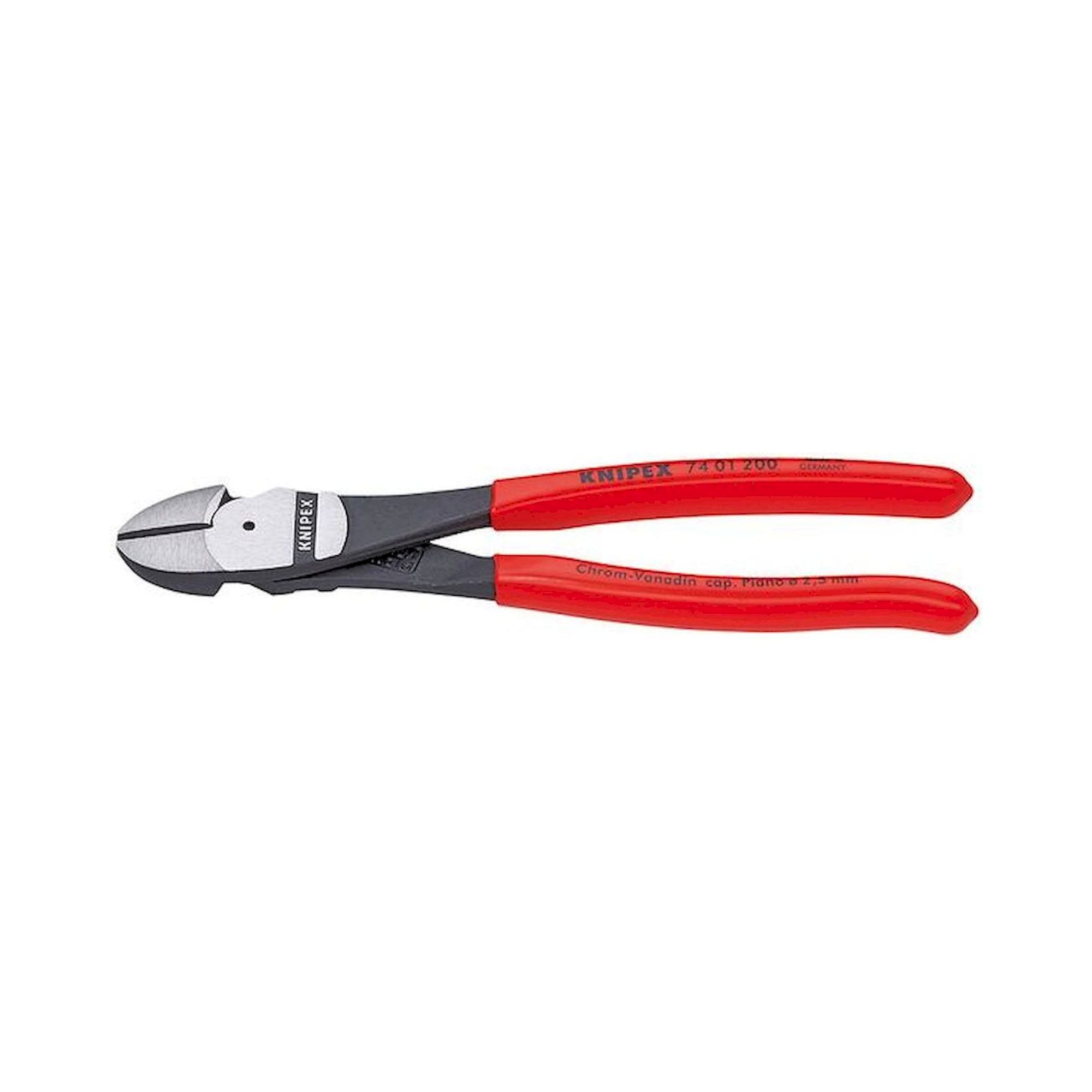 Knipex 74 01 200. Kraft-Seitenschneider, schwarz atramentiert, 200 mm