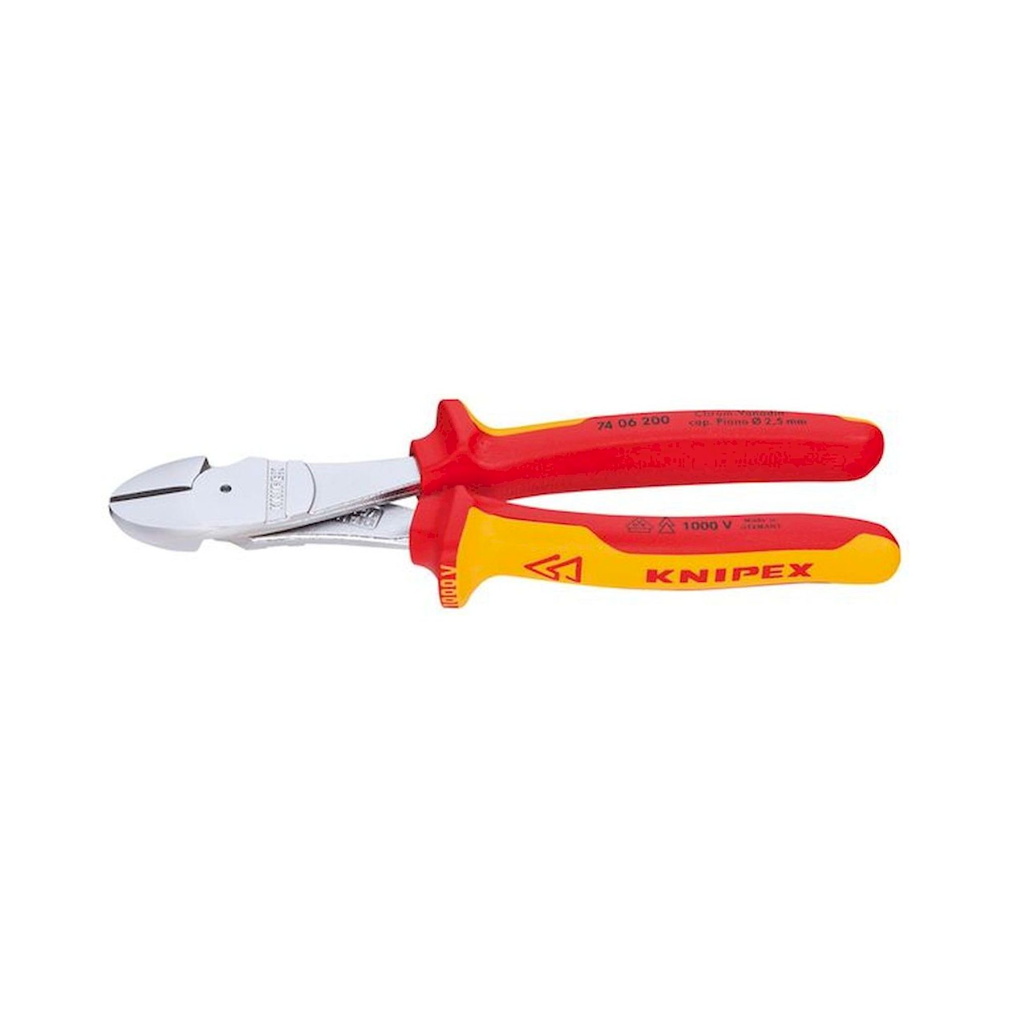 Knipex 74 06 200. Heavy-duty side cutter, chrome-plated, insulated, 200 mm
