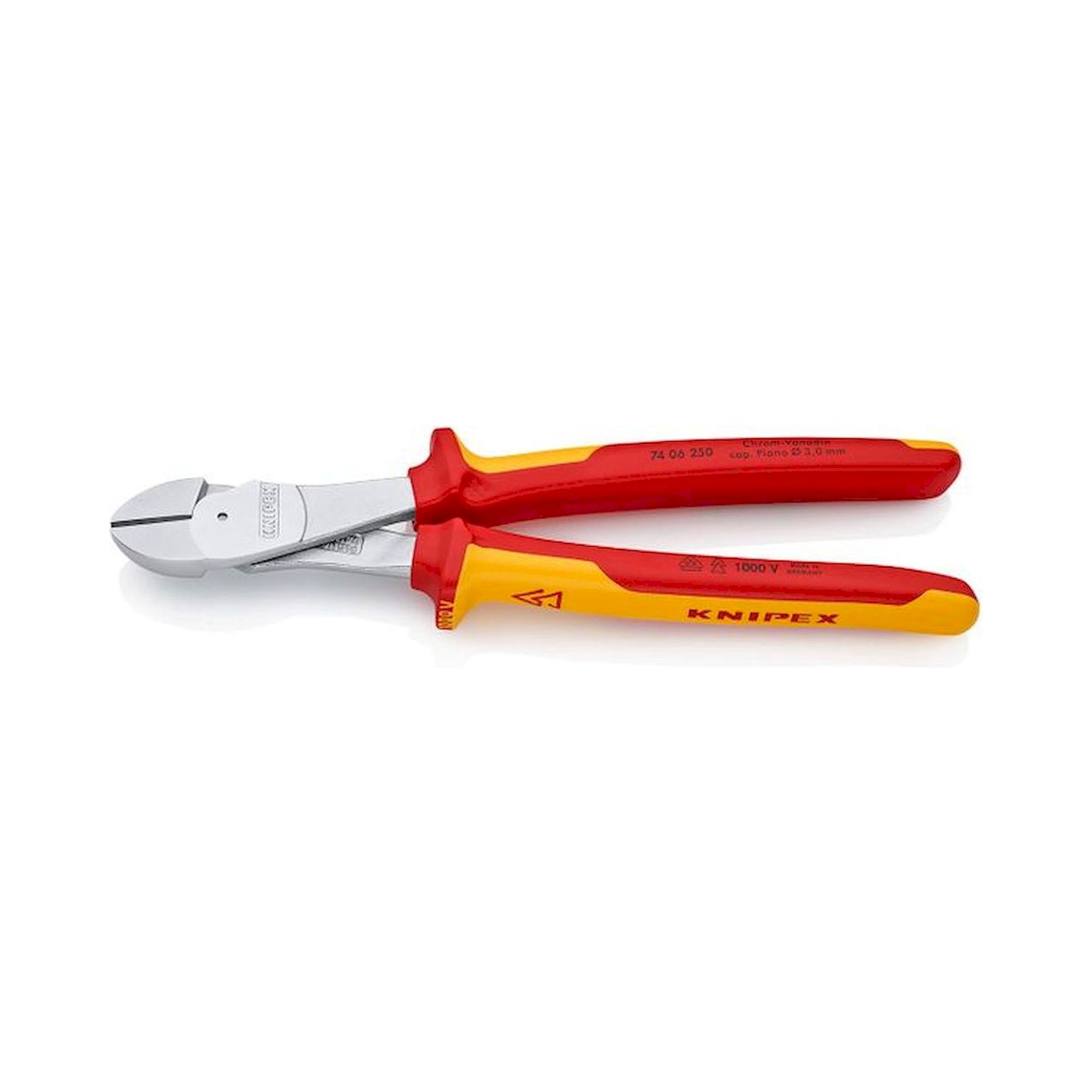 Knipex 74 06 250. Kraft-Seitenschneider, verchromt, isoliert, 250 mm