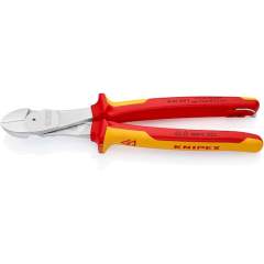 Knipex 74 06 250 T. Heavy-duty side cutter, chrome-plated, insulated, fastening eyelet, 250 mm