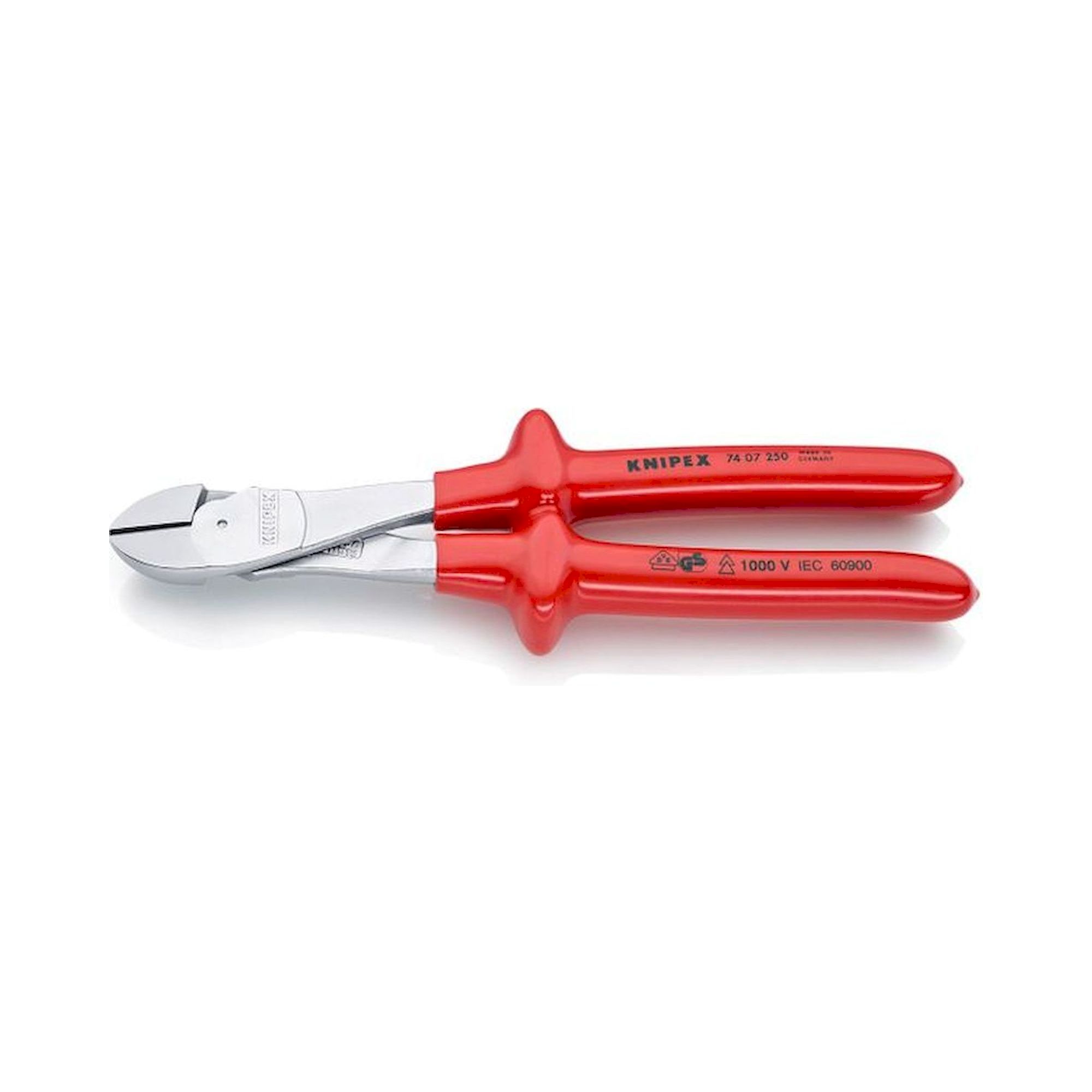 Knipex 74 07 250. Heavy-duty side cutter, chrome-plated, dip-insulated, 250 mm