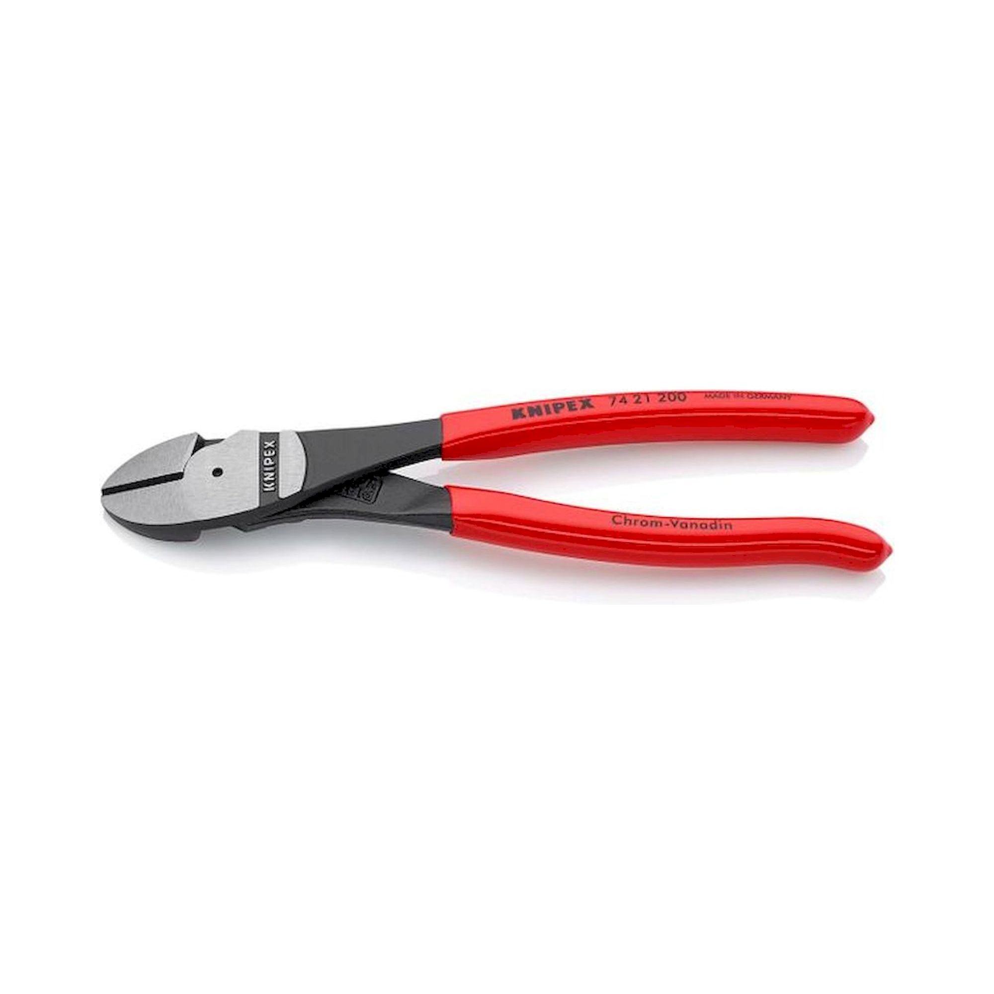 Knipex 74 21 200. Kraft-Seitenschneider, schwarz atramentiert, 200 mm