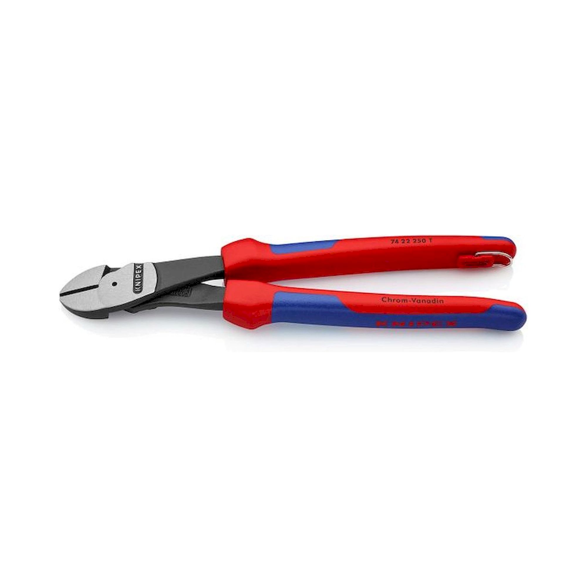 Knipex 74 22 250 T. Heavy-duty side cutter, black atramentized, fastening eyelet, 250 mm