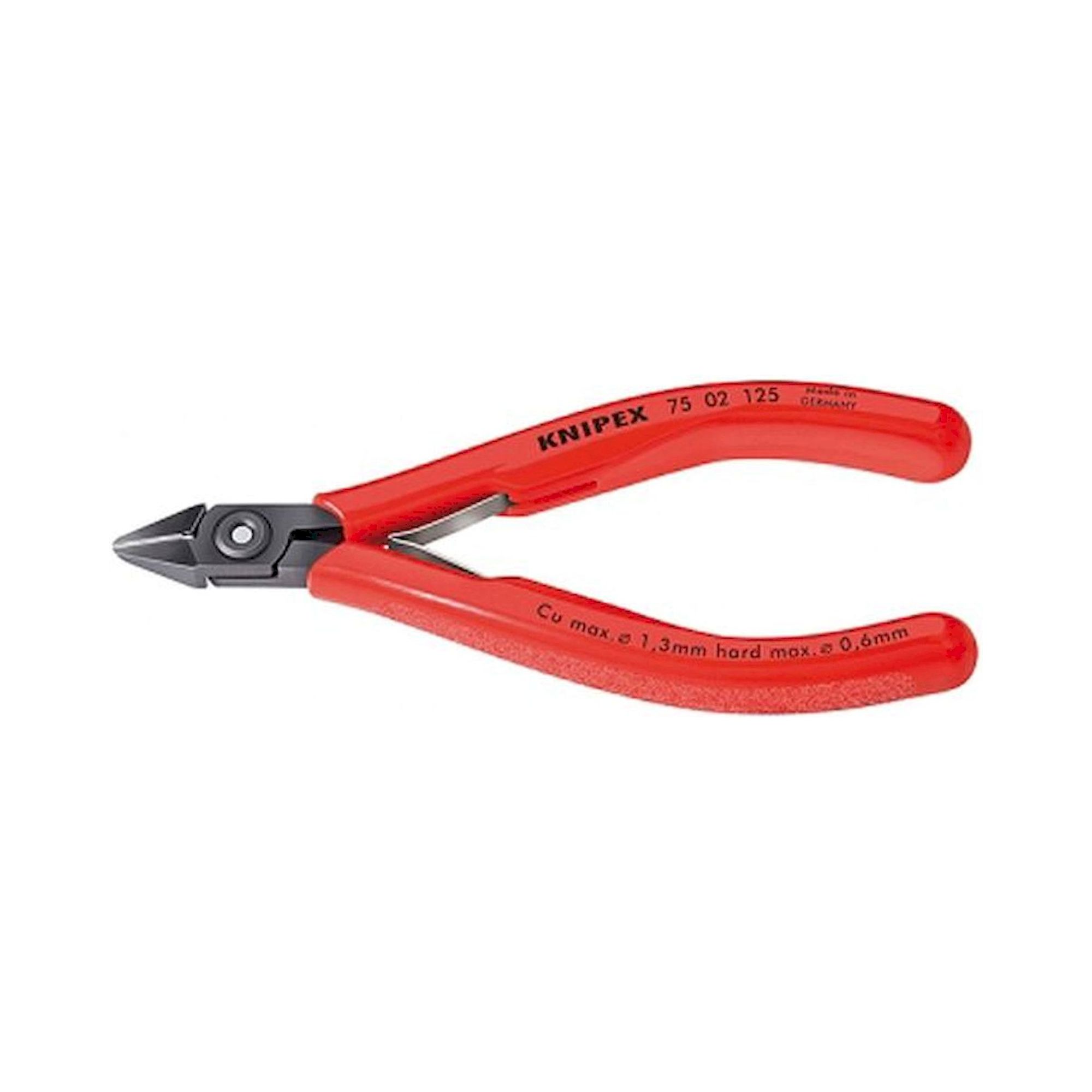 Knipex 75 02 125. Electronics side cutter, with bevel, with plastic sleeves, 125 mm