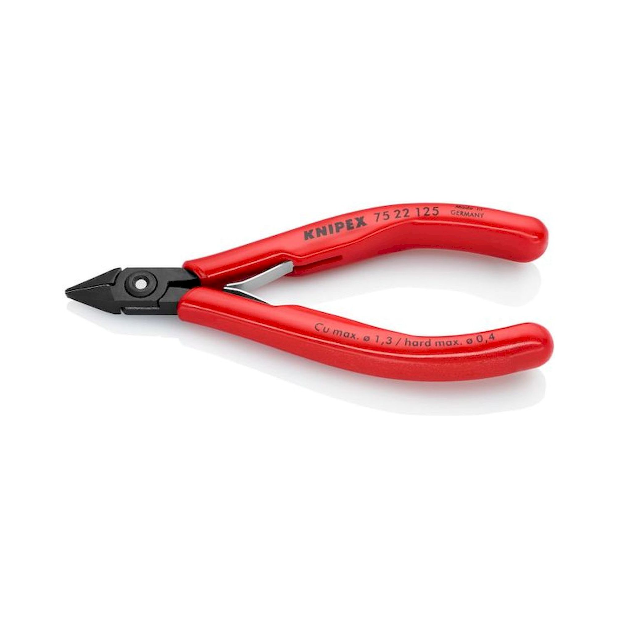 Knipex 75 22 125. Electronics side cutter, burnished, with small facet, with plastic sleeves, 125 mm