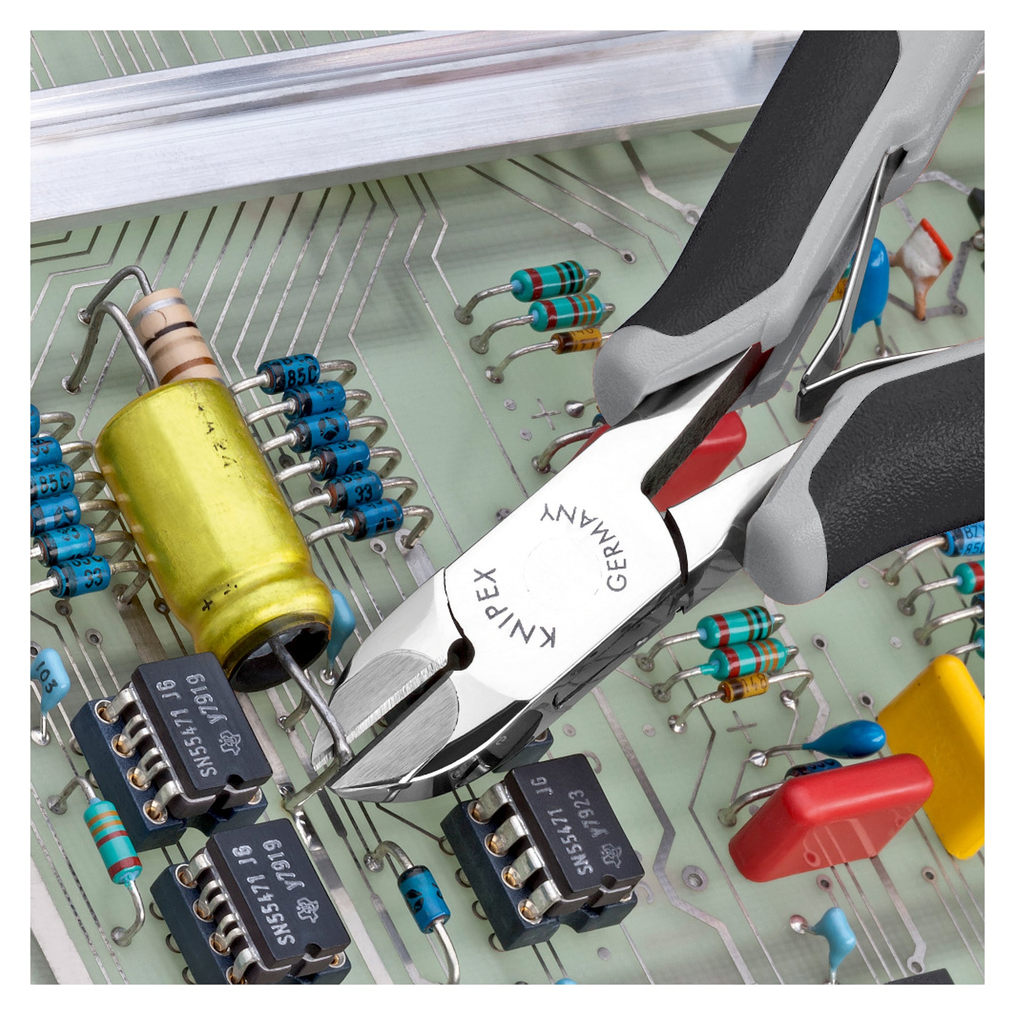 Elektronik-Seitenschneider ESD mit eingesetzter Hartmetallschneide, harter Draht Ø 1,0 mm, 120 mm