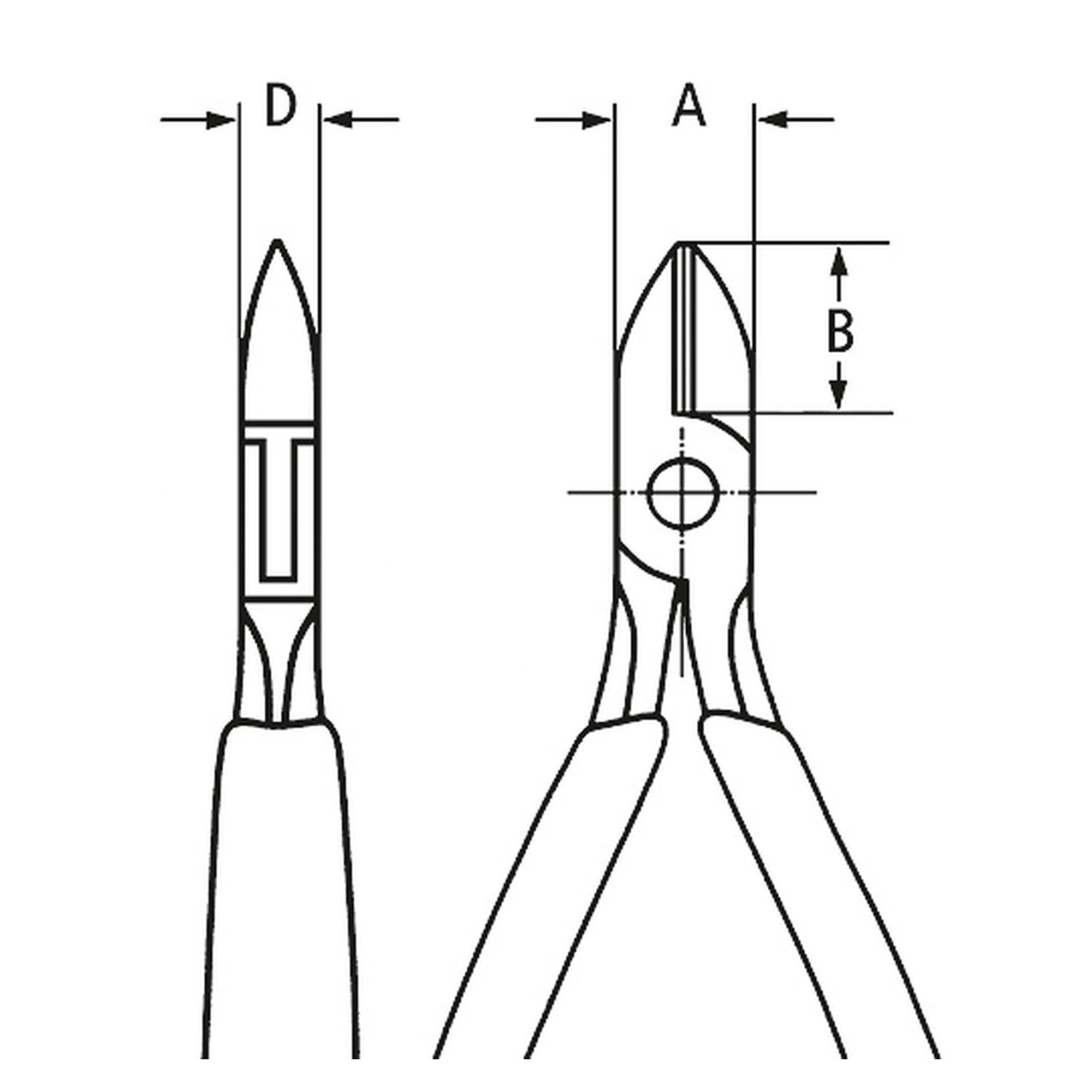 Elektronik-Seitenschneider mit Drahtklemme, runder Kopf mit Facette, 115 mm