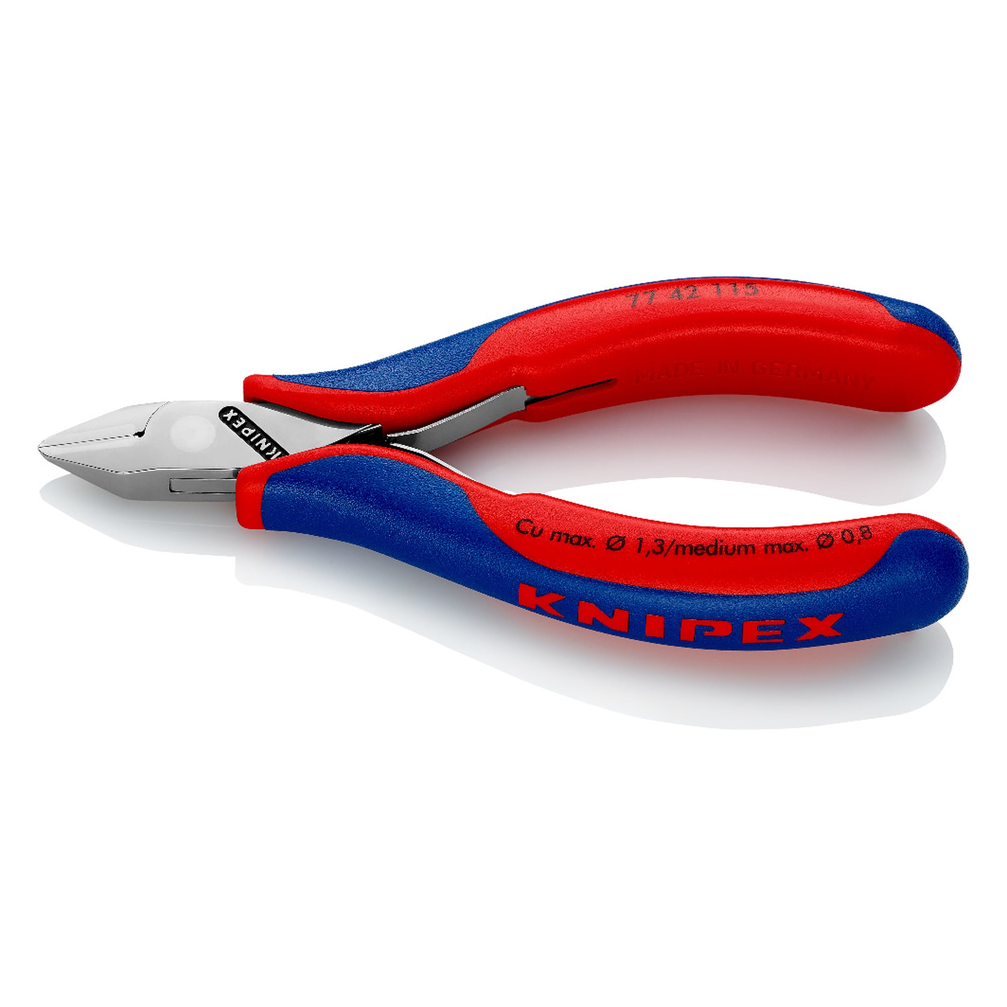 Pince coupante de côté pour l'électronique, tête pointue sans biseau, 115 mm