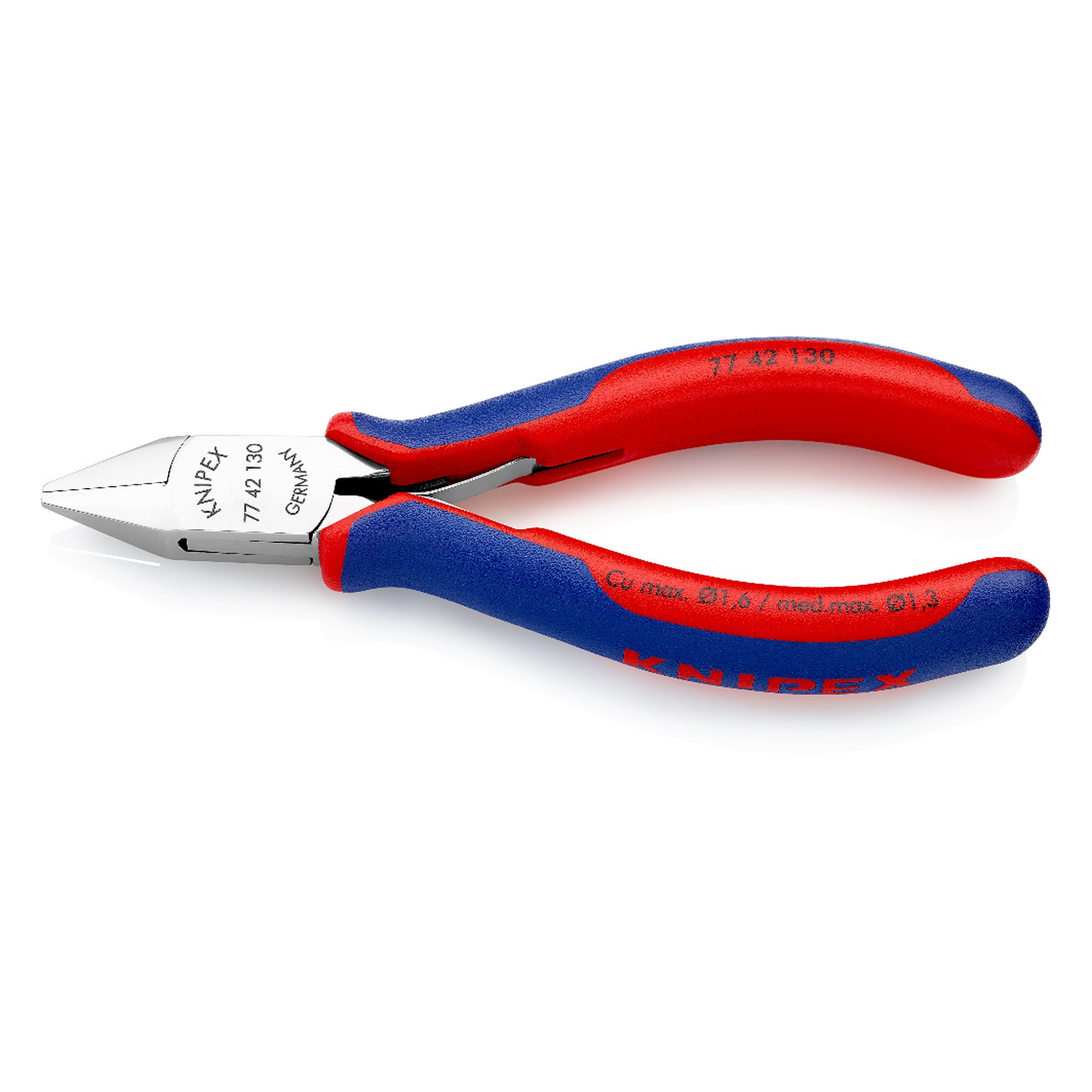Pince coupante de côté pour l'électronique, tête pointue sans biseau, 130 mm