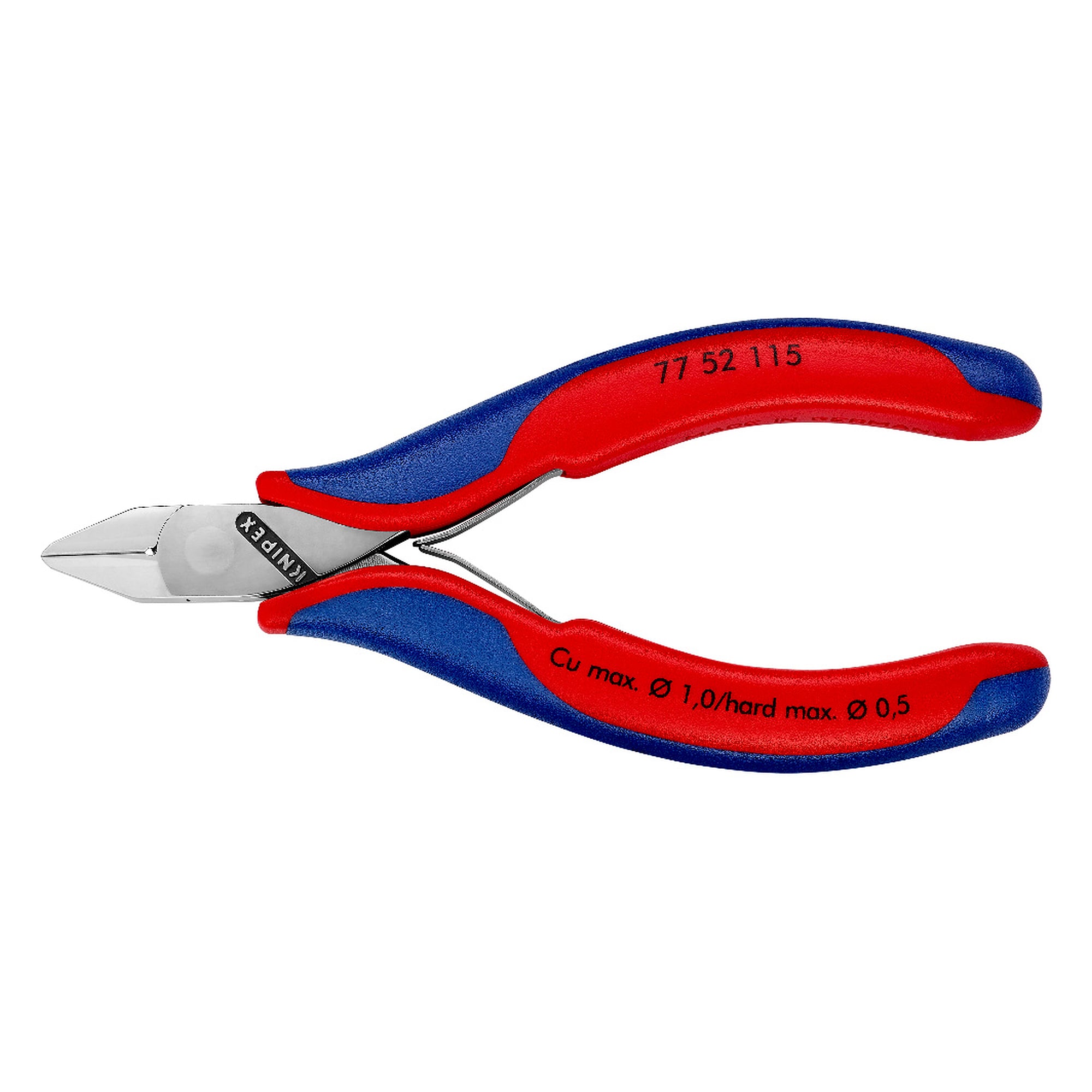 Pince coupante de côté pour l'électronique, tête plate et pointue à petit biseau, 115 mm