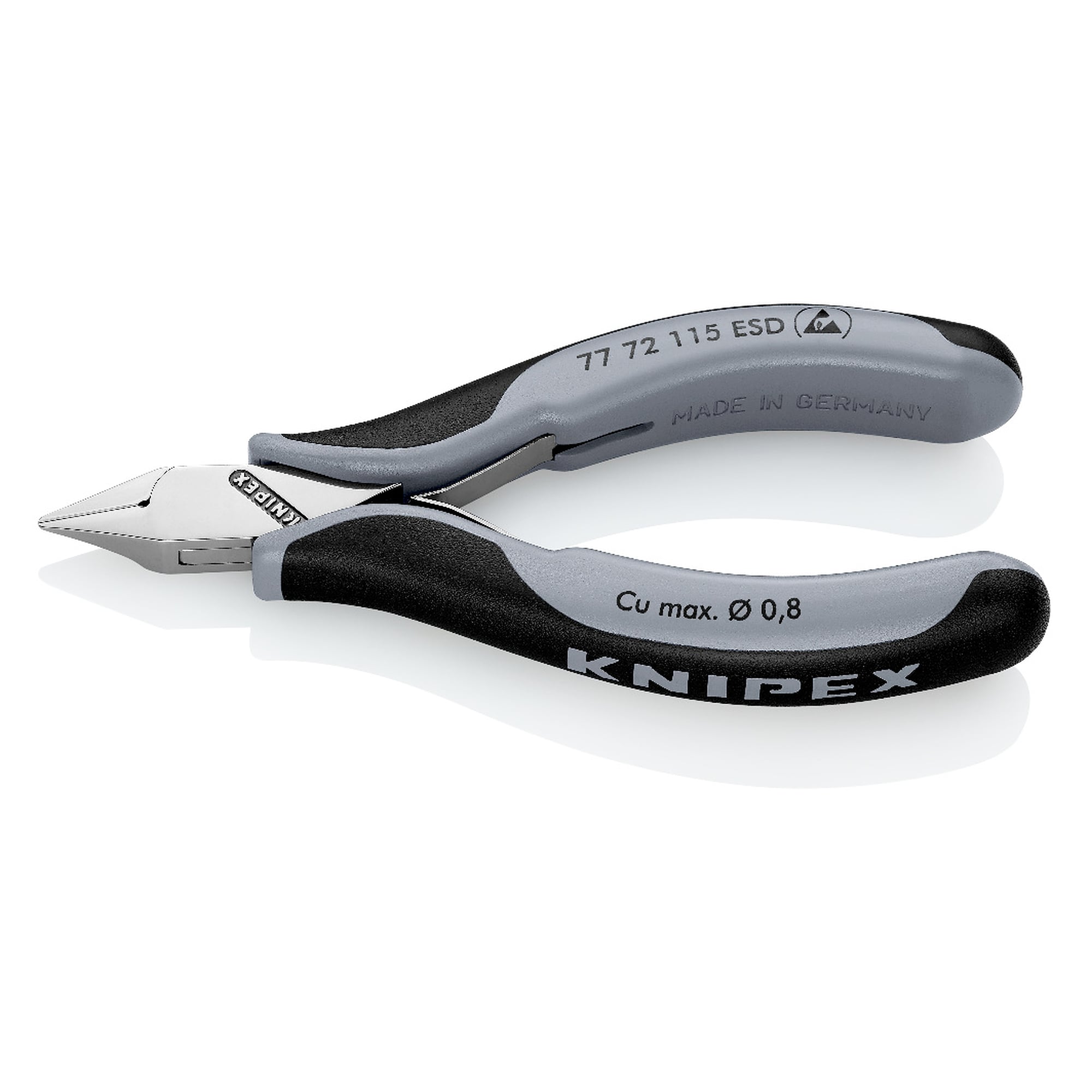 Electronics diagonal cutter ESD pointed mini head with small bevel, 115 mm