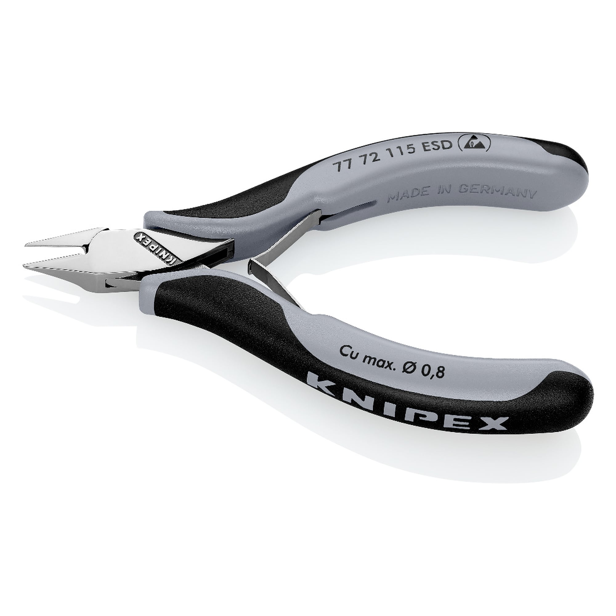 Electronics diagonal cutter ESD pointed mini head with small bevel, 115 mm