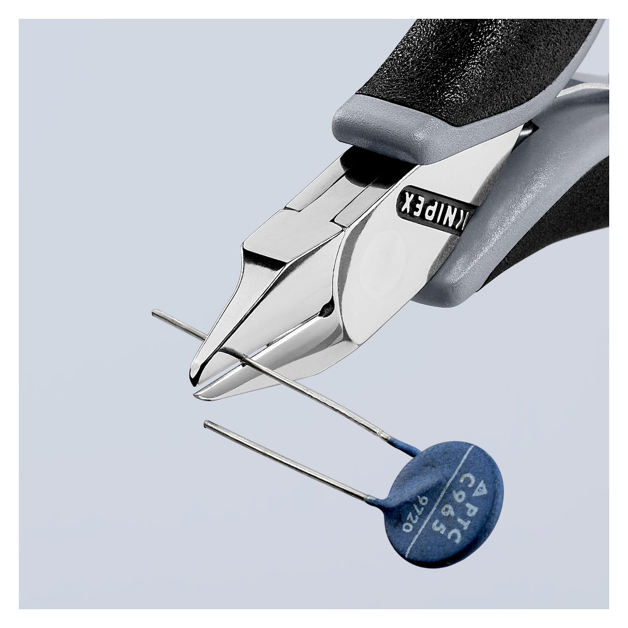 Electronics diagonal cutter ESD pointed mini head with small bevel, 115 mm