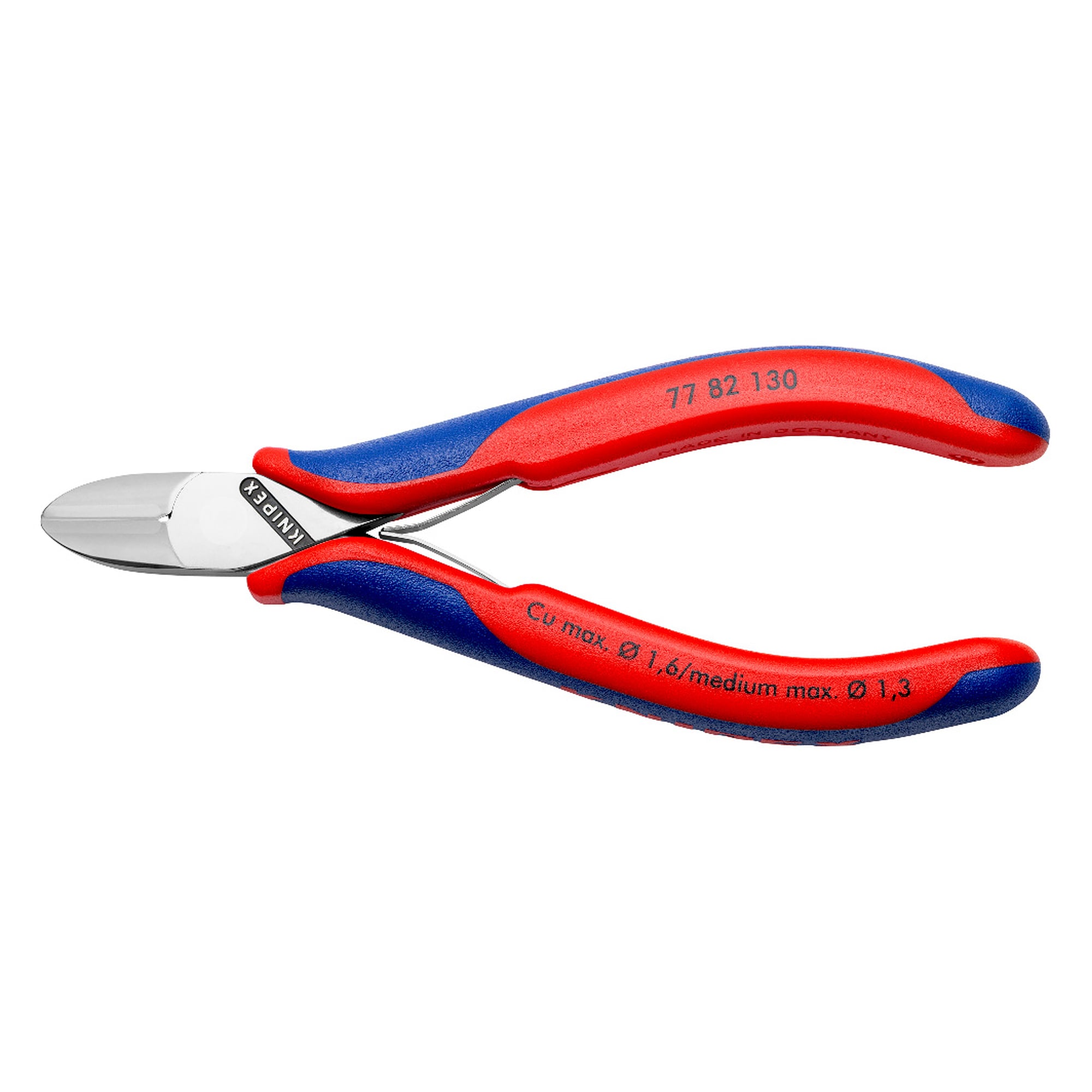 Electronics diagonal cutter with round head, without bevel, box joint, 130 mm