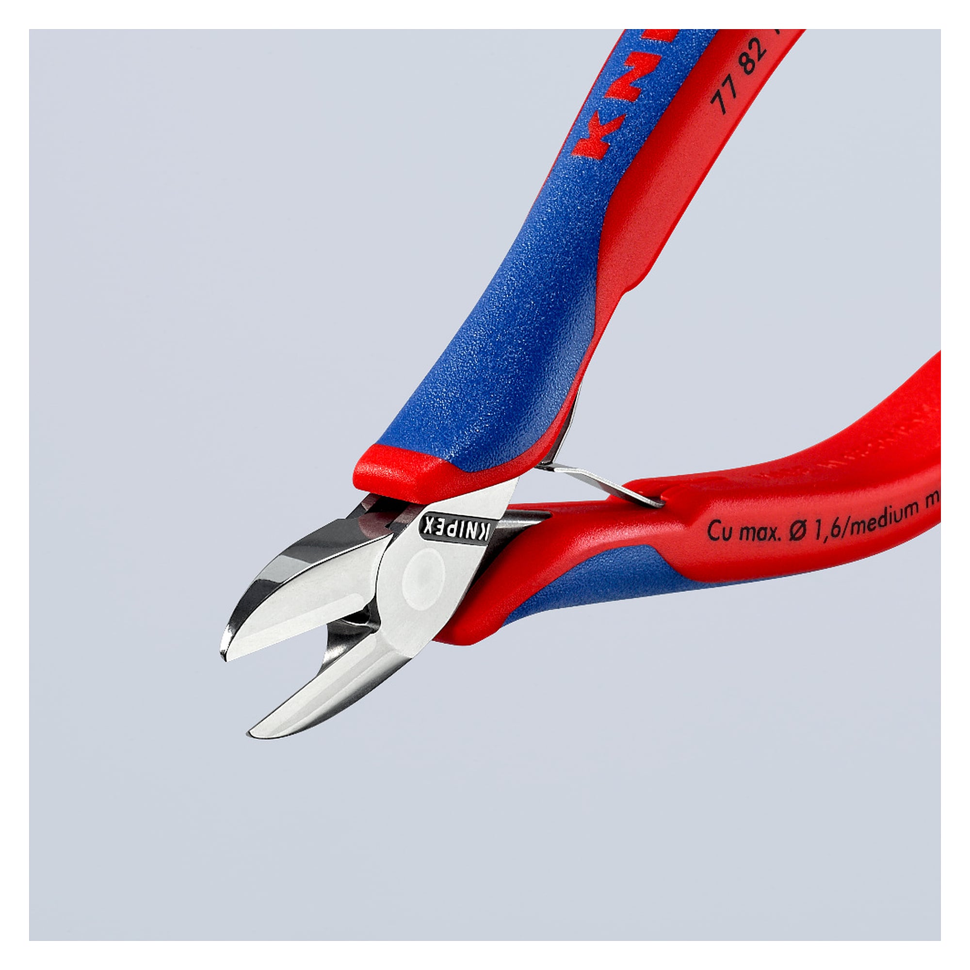 Electronics diagonal cutter with round head, without bevel, box joint, 130 mm