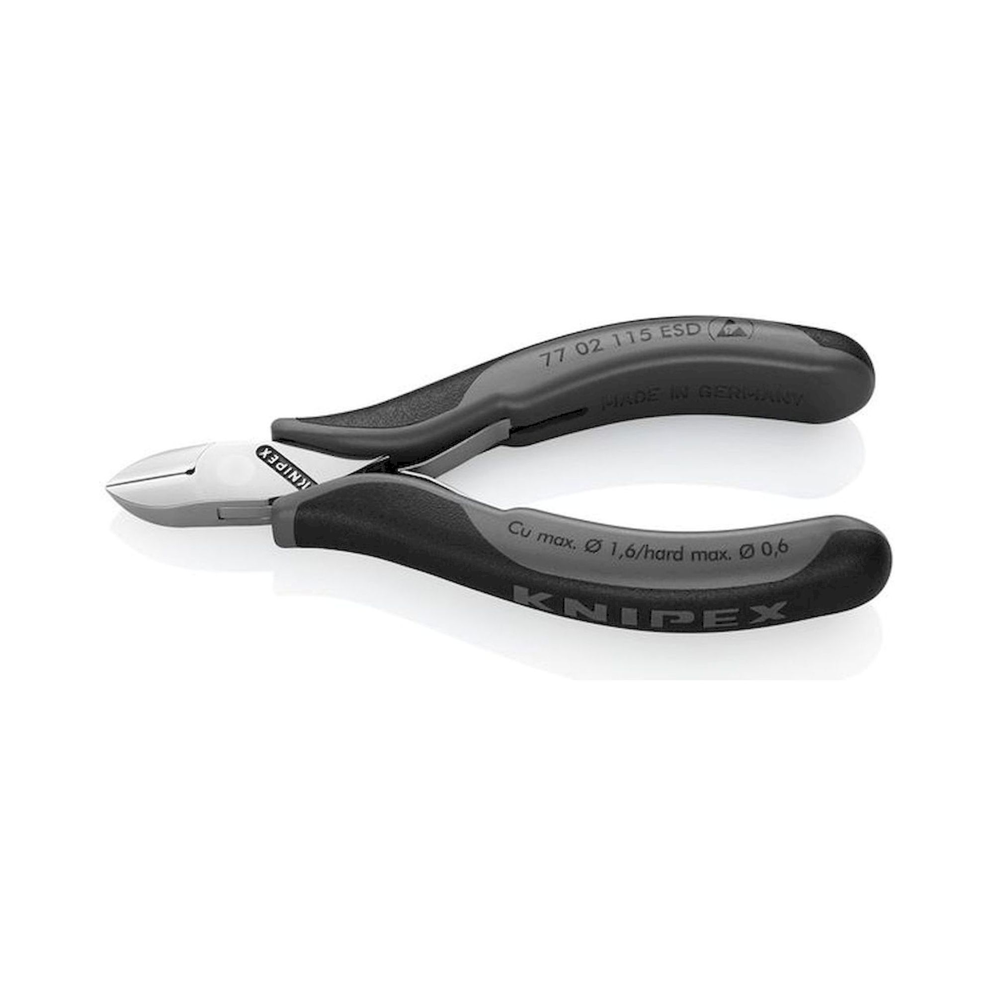 Knipex 77 02 115 ESD. ESD electronics side cutter, ro with, small facet, 115 mm