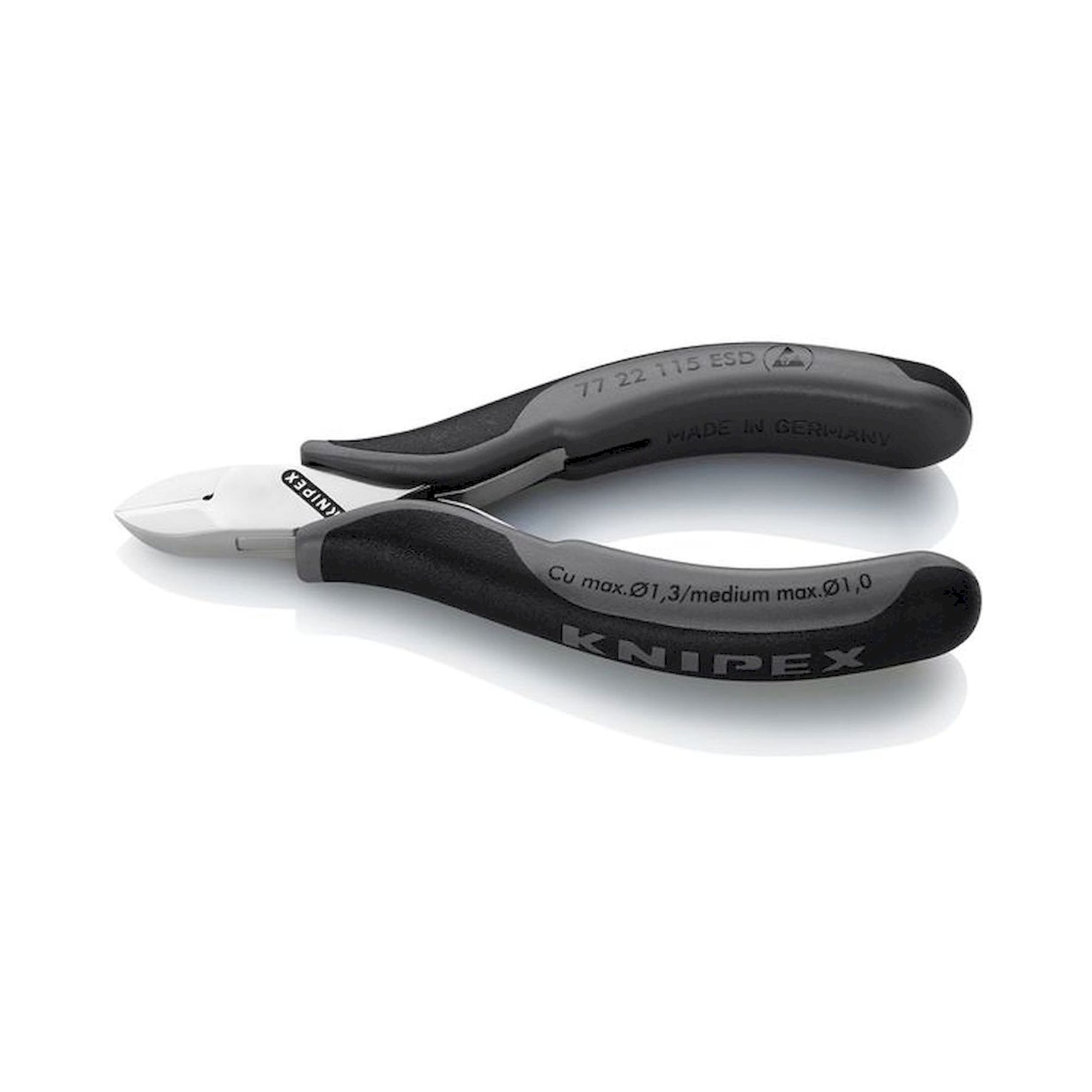 Knipex 77 22 115 ESD. ESD Elektronik-Seitenschneider, runder Kopf, 115 mm