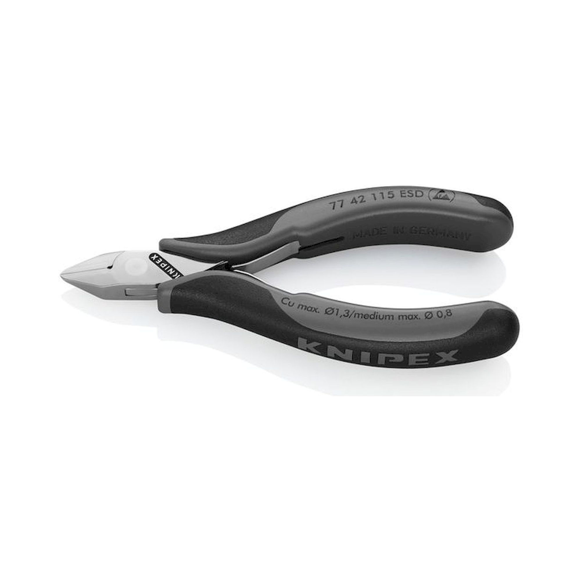 Knipex 77 42 115 ESD. ESD Elektronik-Seitenschneider, spitz, ohne Facette, 115 mm