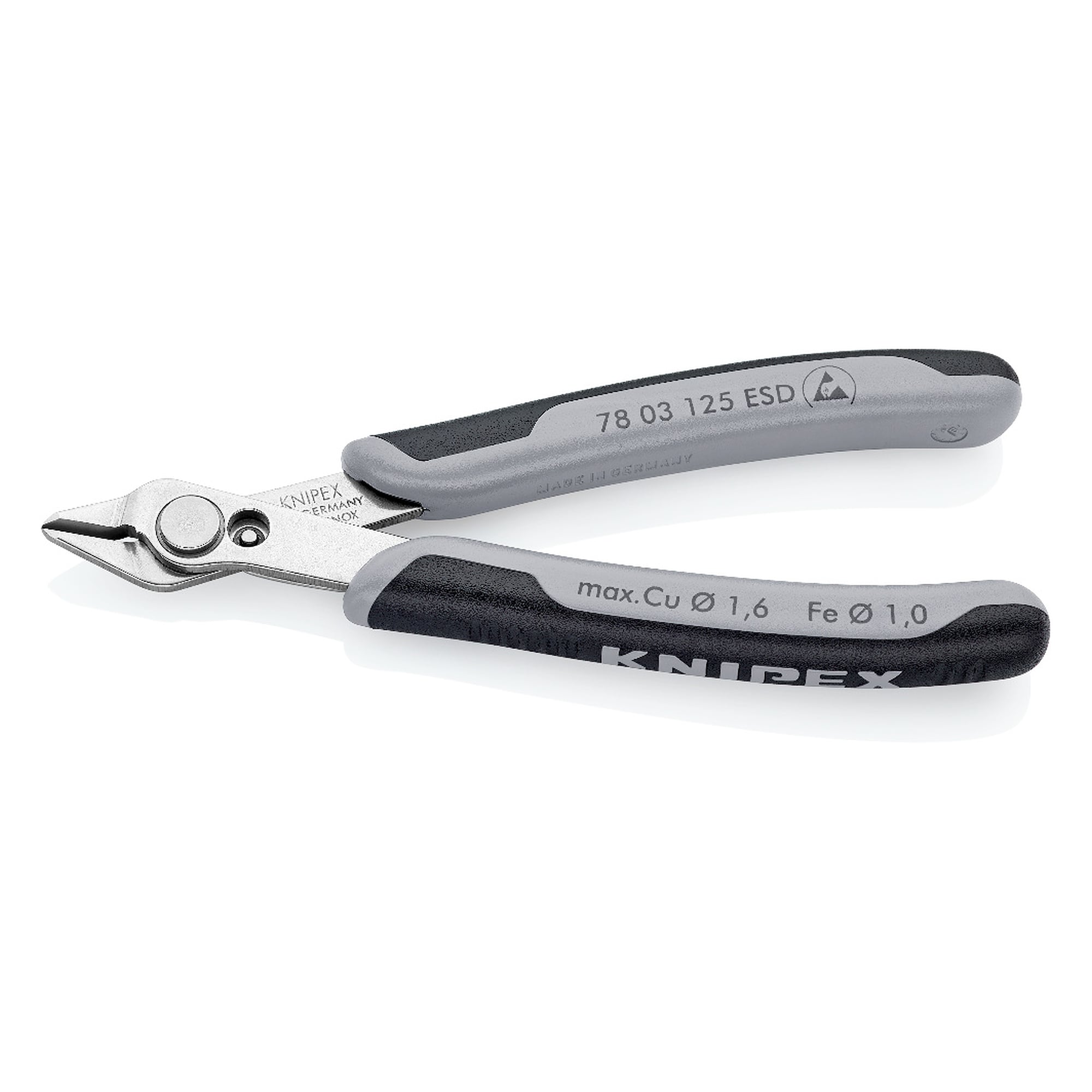 Electronic Super Knips ESD, dissipative handles, edges without bevel, 125 mm