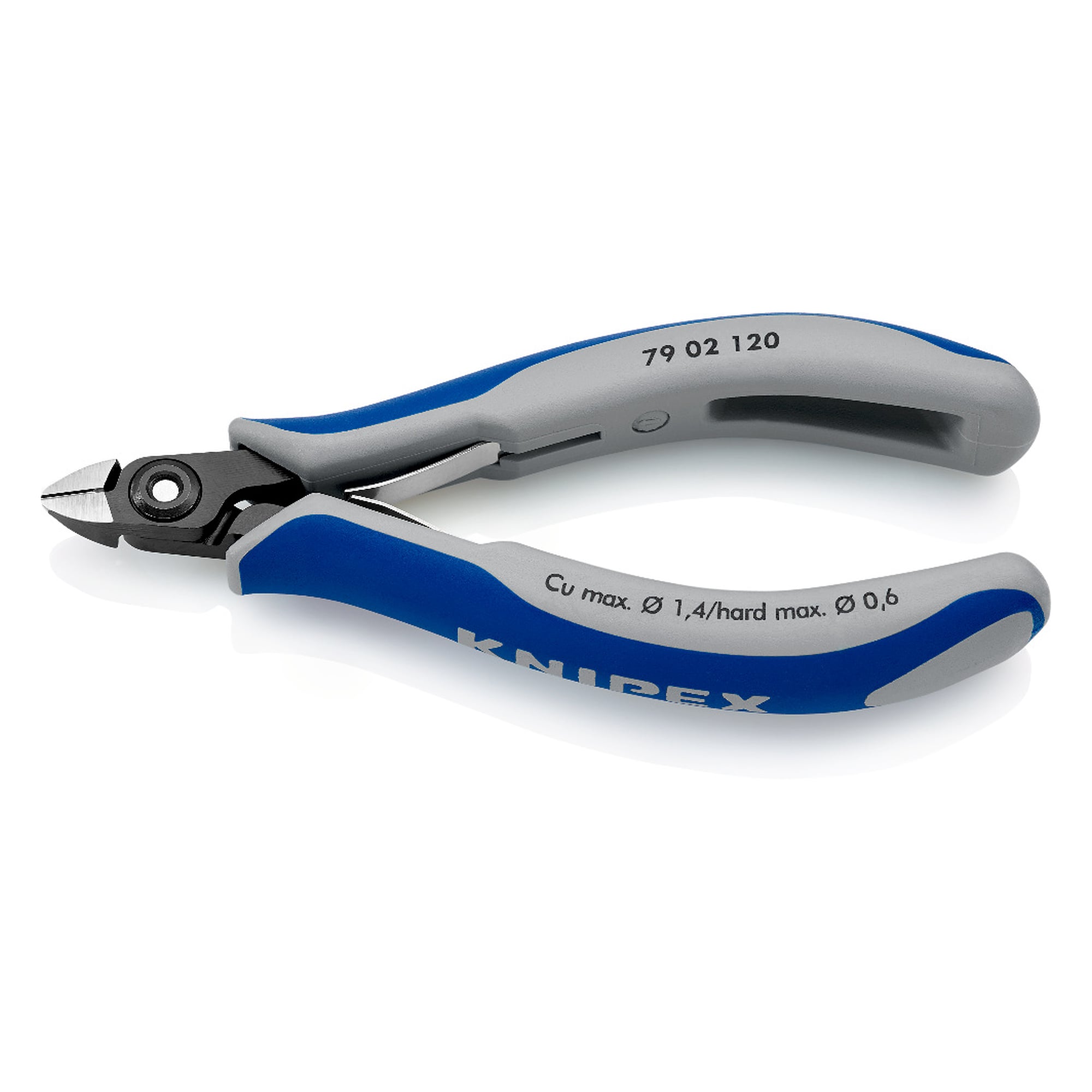 Precision electronics diagonal cutter, mini head, small bevel, 64 HRC, 120 mm